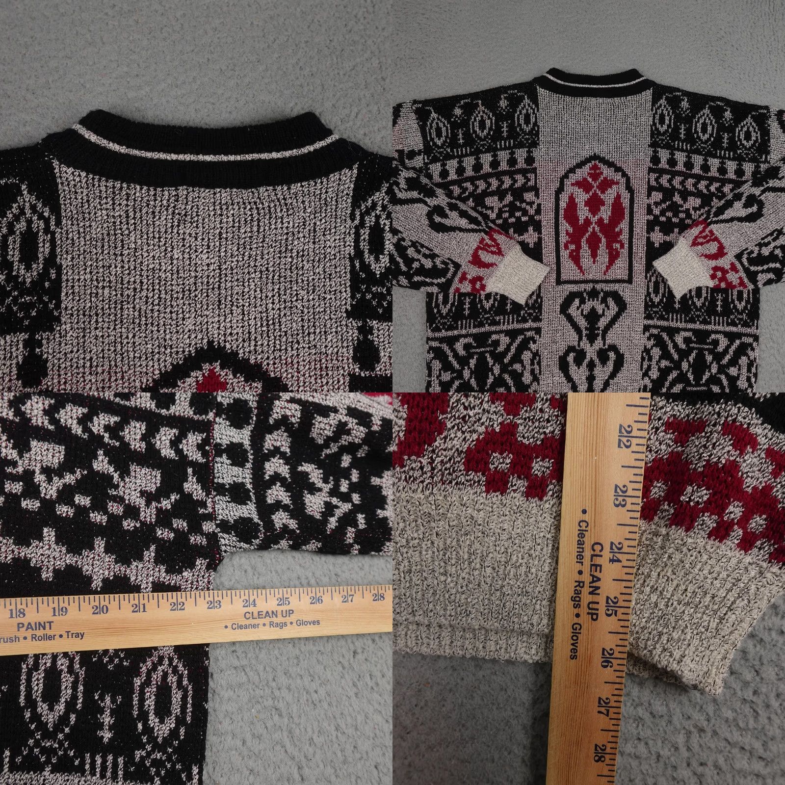Vintage VINTAGE Expressions International Sweater Mens Large Black Red Knit Abstract 80s Size US L / EU 52-54 / 3 - 8 Thumbnail