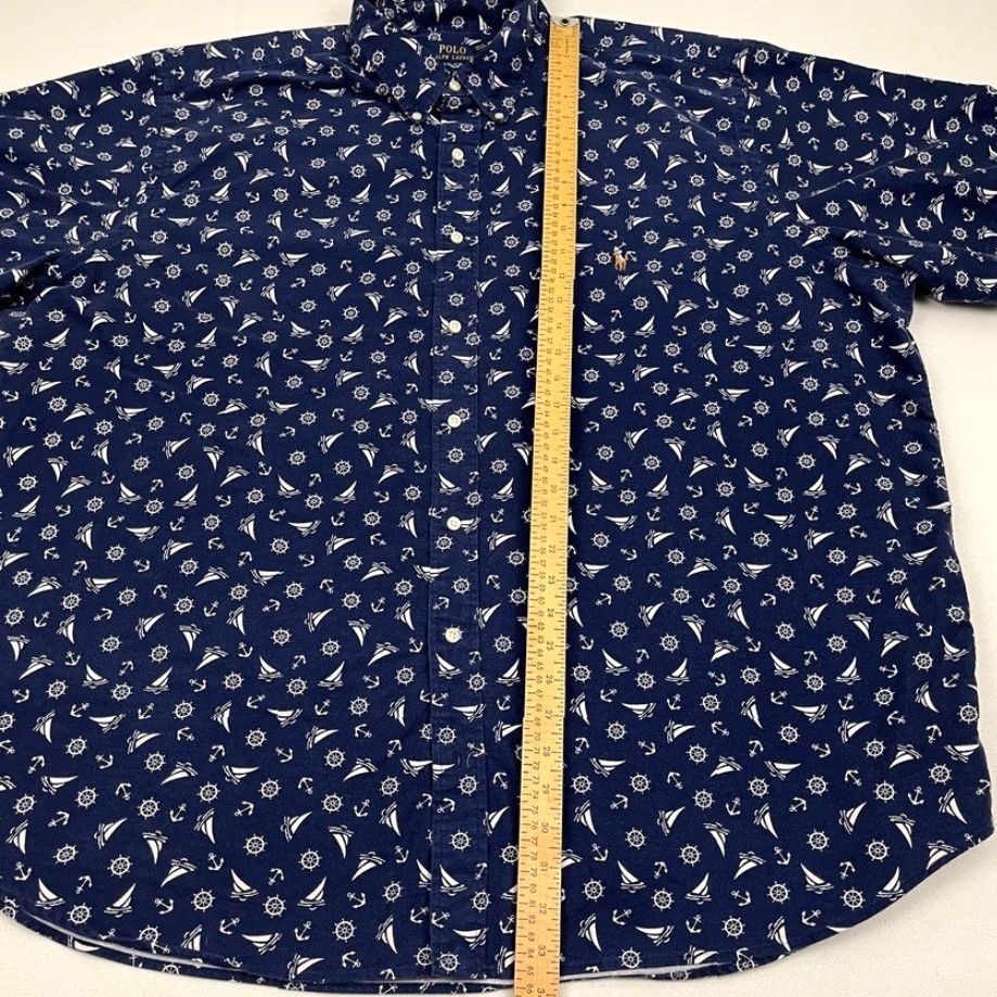 Polo Ralph Lauren VINTAGE is not applicable; use: Polo Ralph Lauren Shirt Mens 3XB Blue Nautical Yachting Button-Down Prep Shirt Size US XXL / EU 58 / 5 - 5 Thumbnail