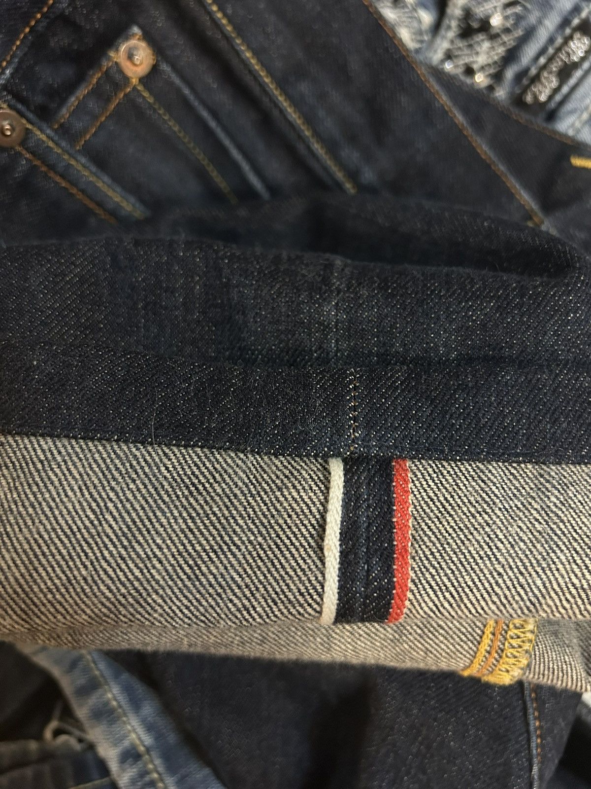 Evisu Evisu jorts navy blue shorts denim red seagulls handpainted Size US 32 / EU 48 - 7 Thumbnail