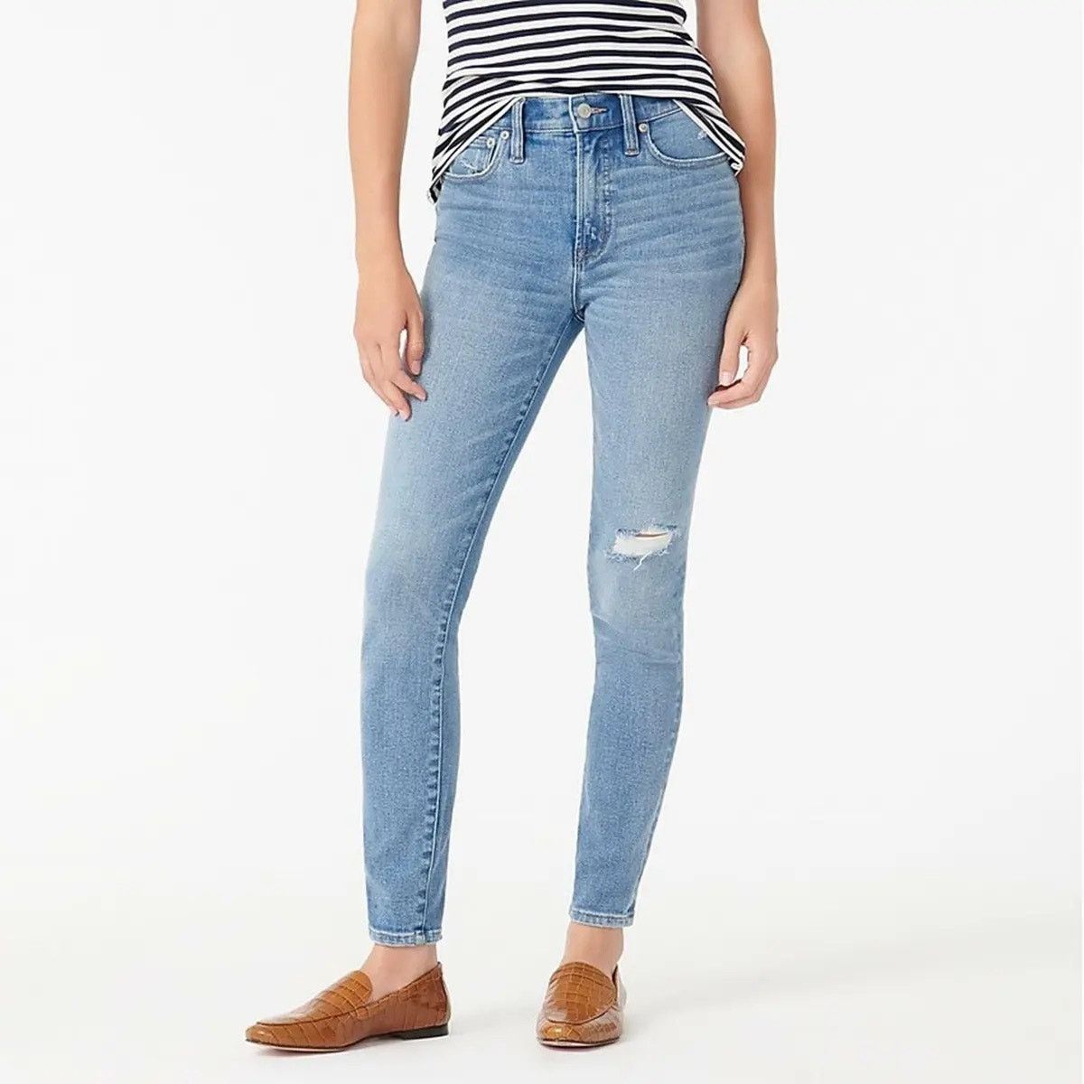 J.Crew J Crew Toothpick Light Wash Distressed Skinny Jeans - 26 Size 26" / US 2 / IT 38 - 1 Thumbnail