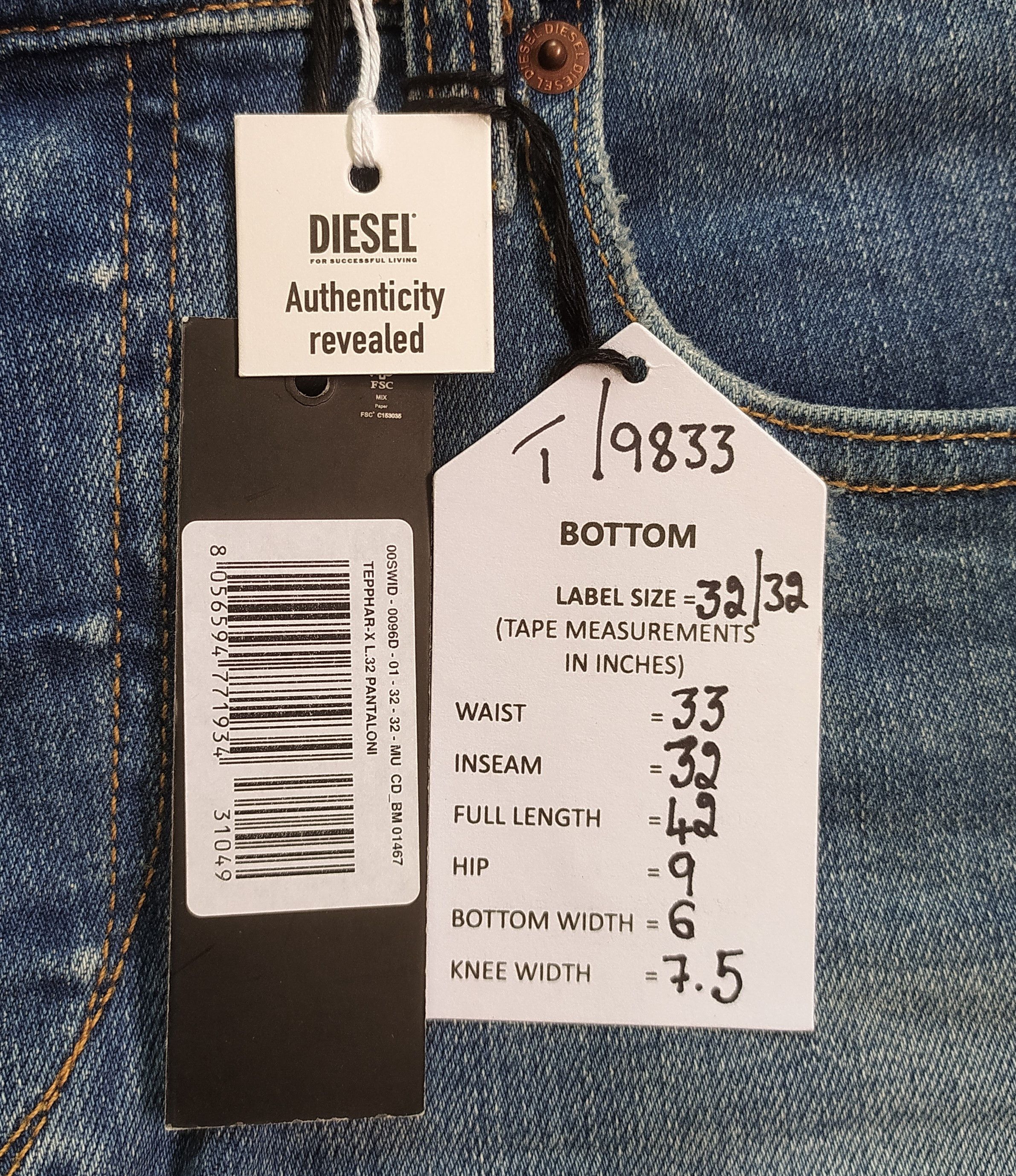 Diesel Diesel TEPPHAR-X-0096D Men's Jeans Free Shipping T/ 9833 Size US 32 / EU 48 - 10 Thumbnail