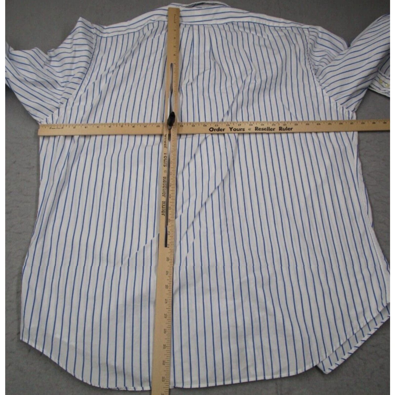 Polo Ralph Lauren VINTAGE Polo Ralph Lauren Dress Shirt Mens 17.5 36 Blue Striped Long Sleeve Button-Up Retro Size 36R - 5 Thumbnail
