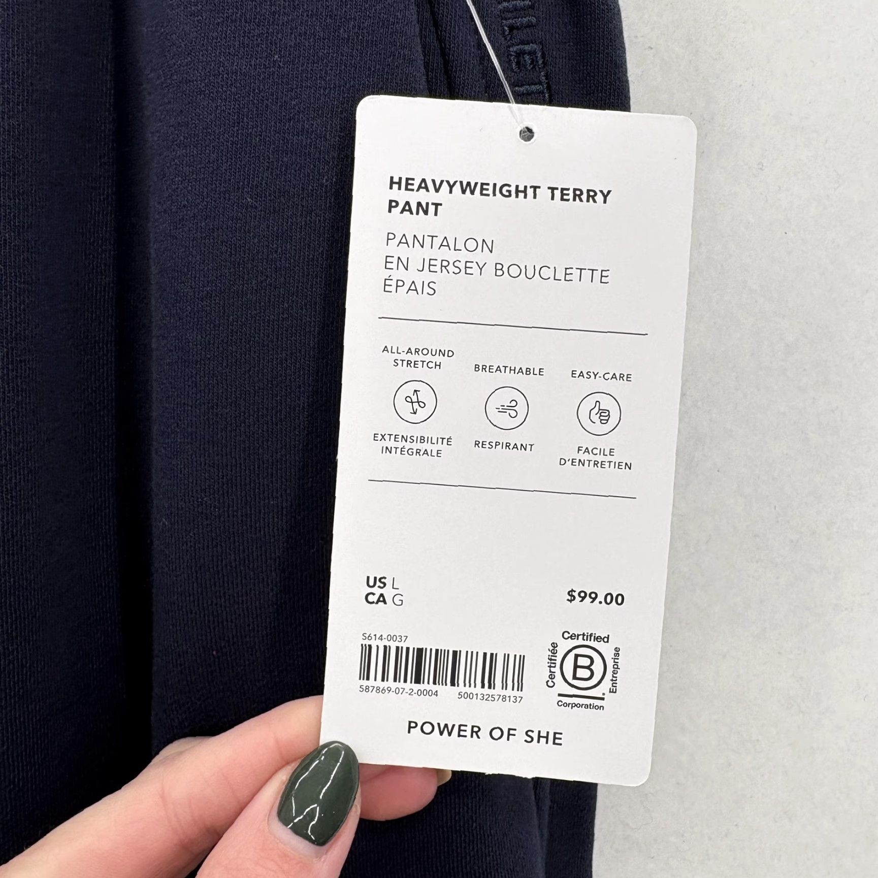 Athleta Athleta Heavyweight Terry Pants Womens Large Navy Sweatpants Lounge Cozy Stretch Size 36" / US 14 / IT 50 - 4 Thumbnail
