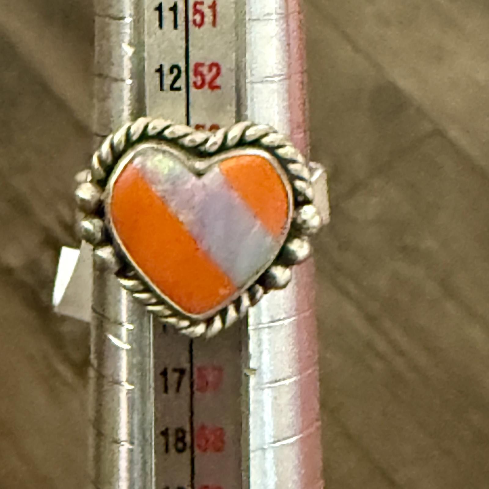 Designer Southwest Heart Opal Inlay Adjustable Sterling Silver Ring Size ONE SIZE - 3 Thumbnail