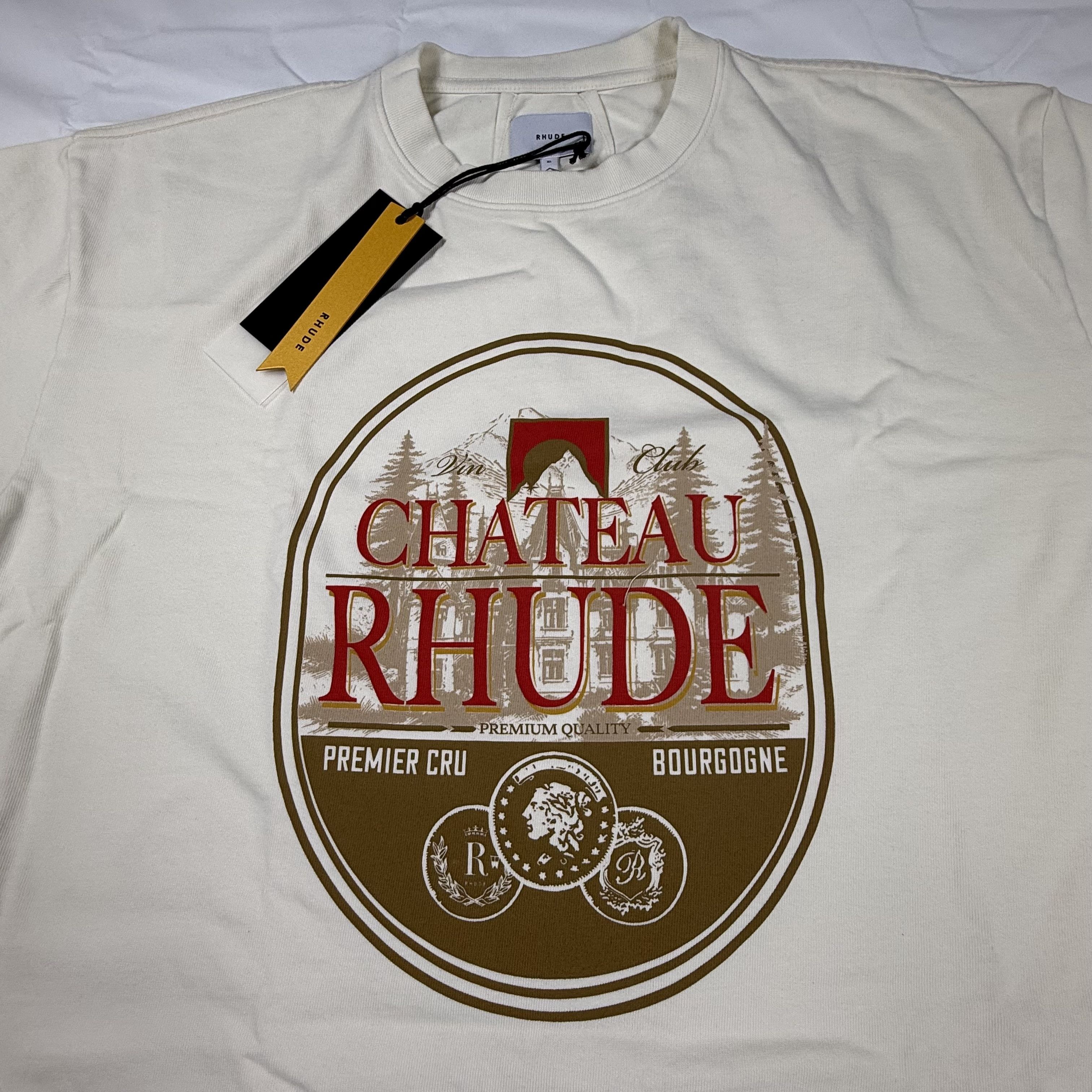 Rhude Rhude Chateau Rhude Wine Graphic T-Shirt Cream XL Size US XL / EU 56 / 4 - 1 Thumbnail