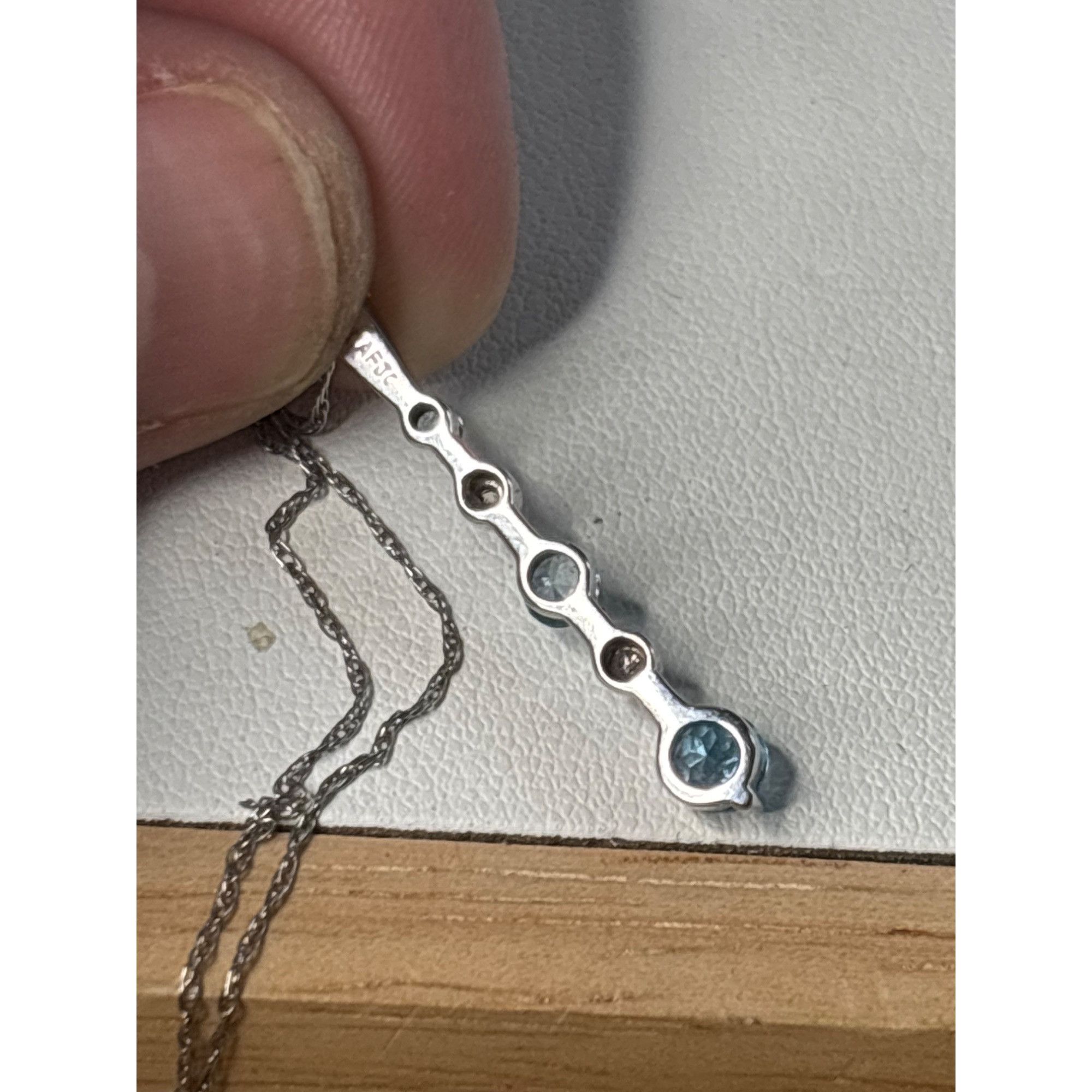 Other 925 Sterling Silver Necklace With Blue & Clear Gemstone Pend Size ONE SIZE - 5 Thumbnail