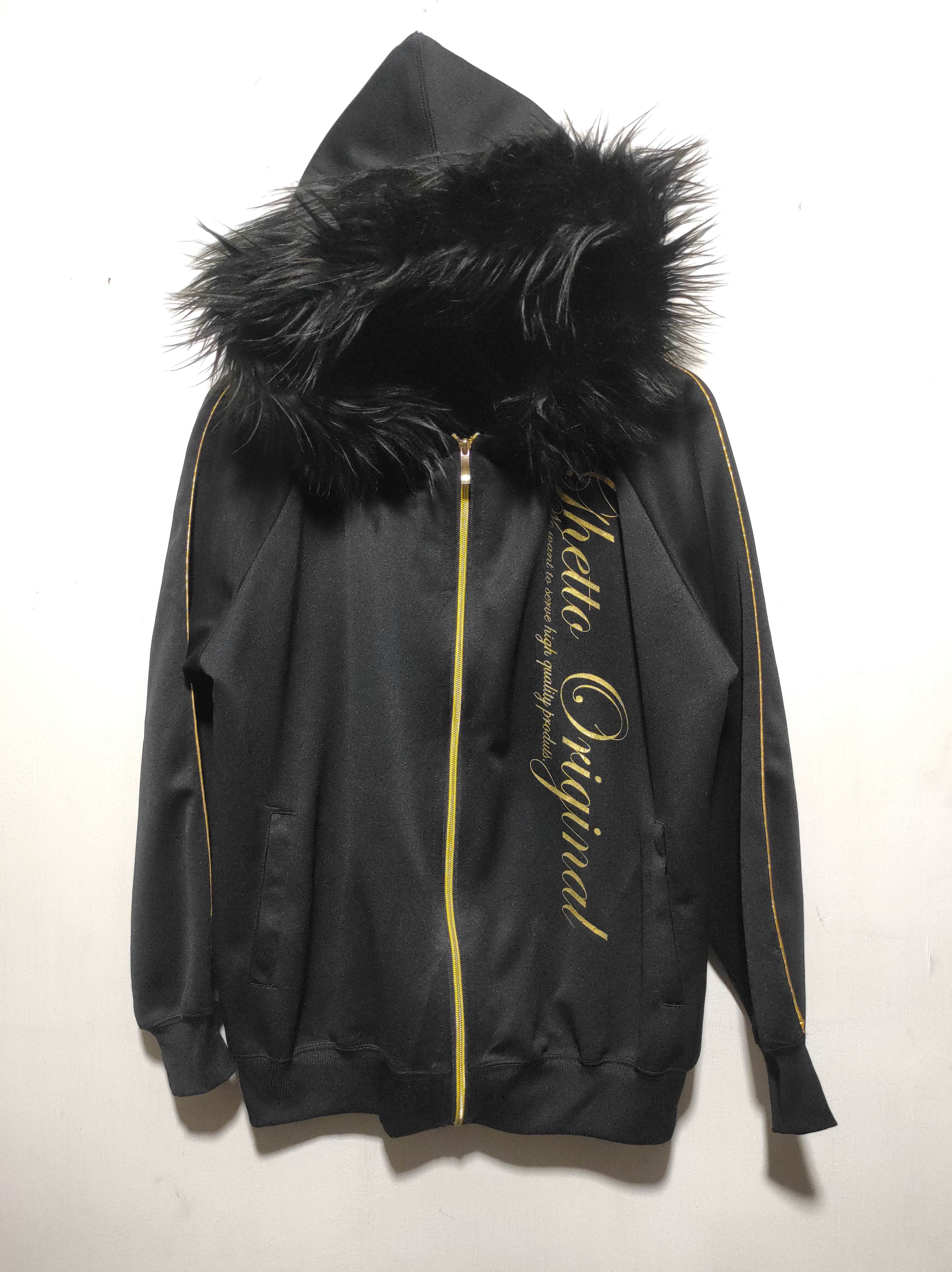 Ghetto Original Zipper Fur Hoodie LGB style Black