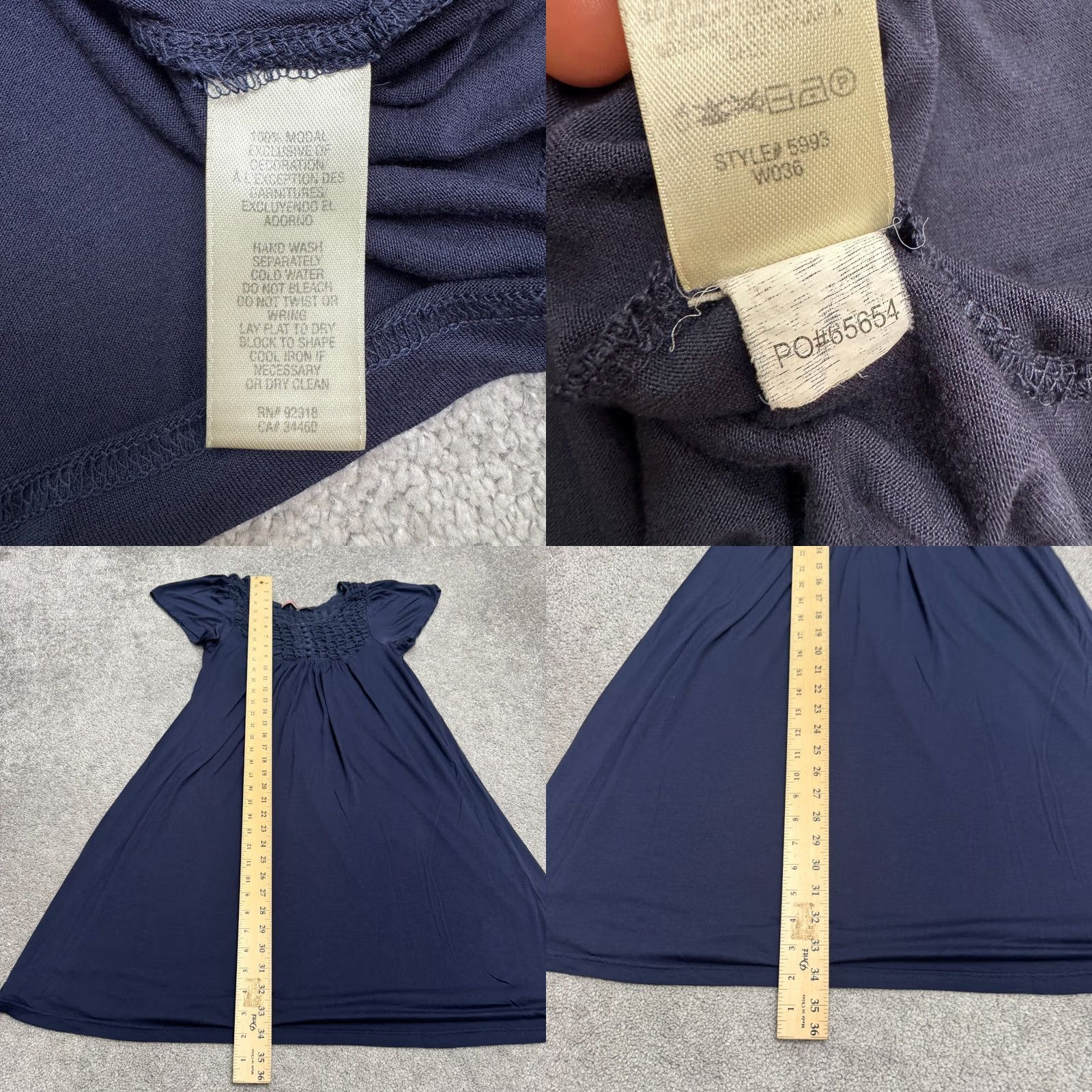 Juicy Couture Juicy Couture Dress Womens Medium Navy Blue Smocked Knit Flutter Sleeve A-Line Size M / US 6-8 / IT 42-44 - 8 Thumbnail