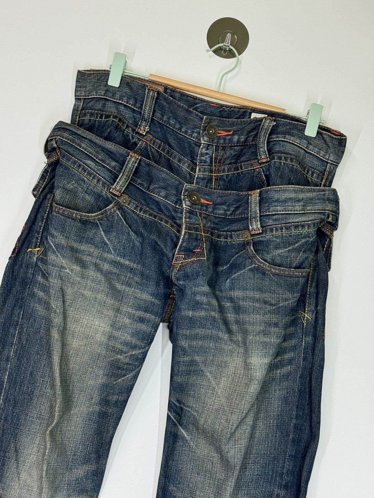 Hysteric Glamour × Japanese Brand Distressed Doube Waist Junya Watanabe Denim Jeans Size US 31 - 5 Thumbnail