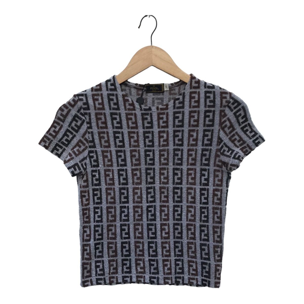 image of Fendi Zucca Monogram Women Shirt in Brown (Size XS)