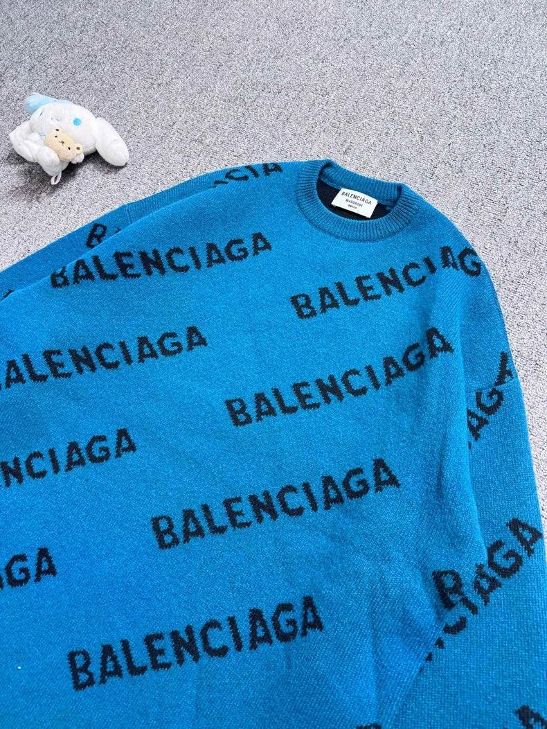Balenciaga Balenciaga Lake blue bullet screen letter logo knitted swea Size US XS / EU 42 / 0 - 3 Thumbnail