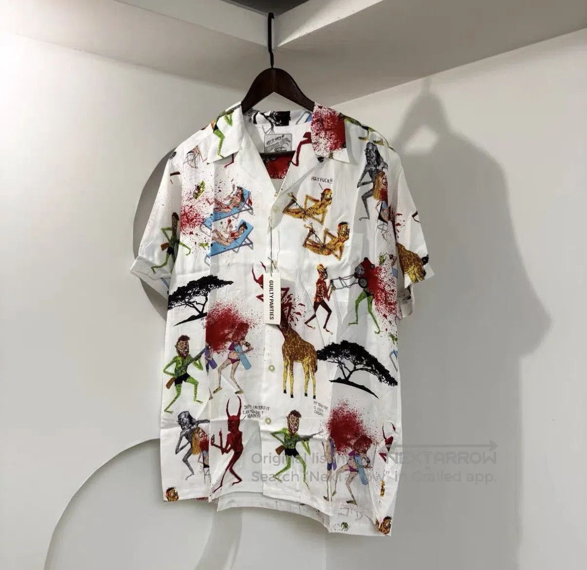 Wacko Maria White Graphic Print Short Sleeve Button. Size US XL / EU 56 / 4 - 4 Thumbnail