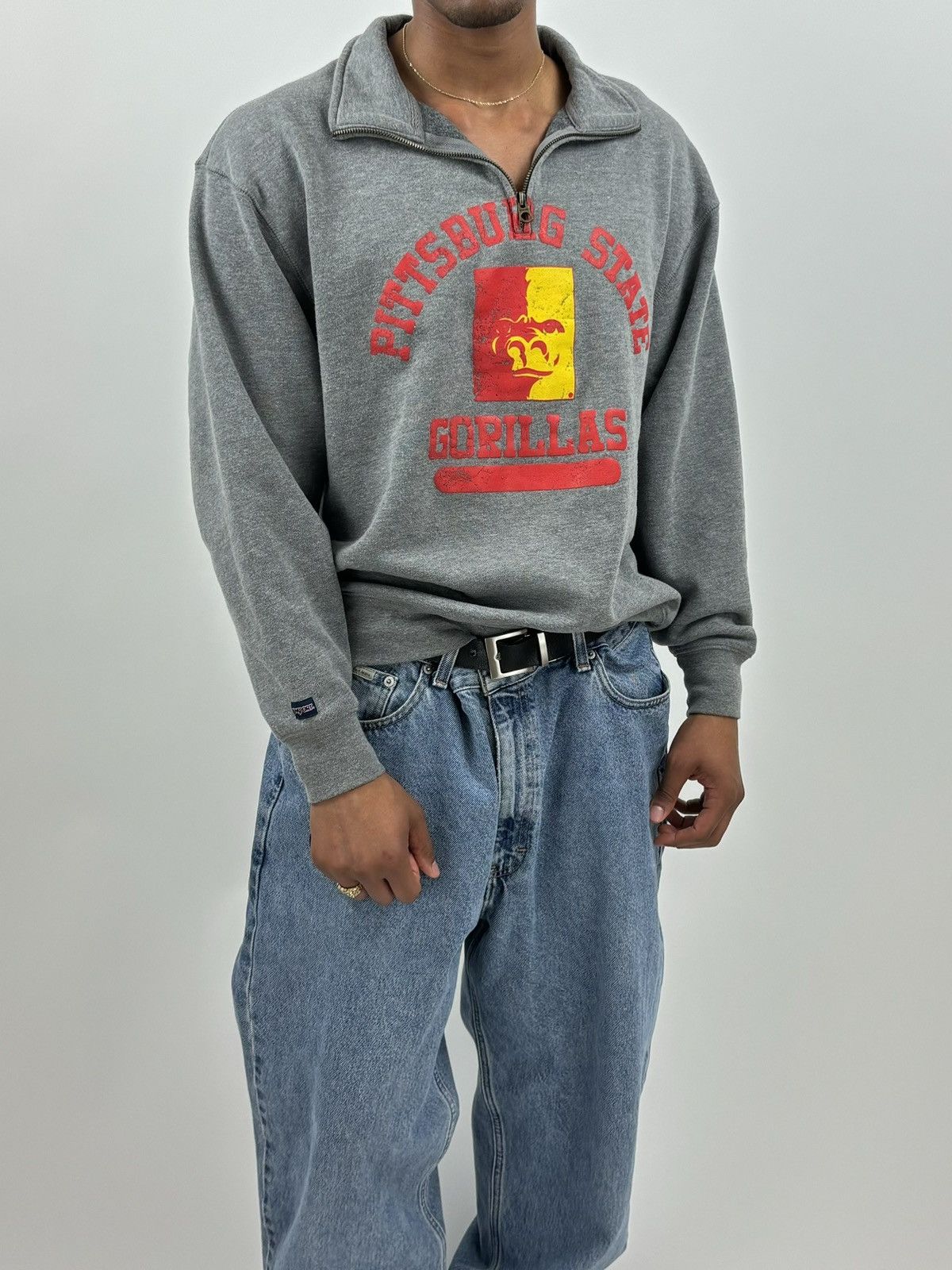 Jansport × Vintage vintage Y2K PITTSBURGH STATE Spellout 1/4 Zip-up pullover Size US L / EU 52-54 / 3 - 1 Thumbnail