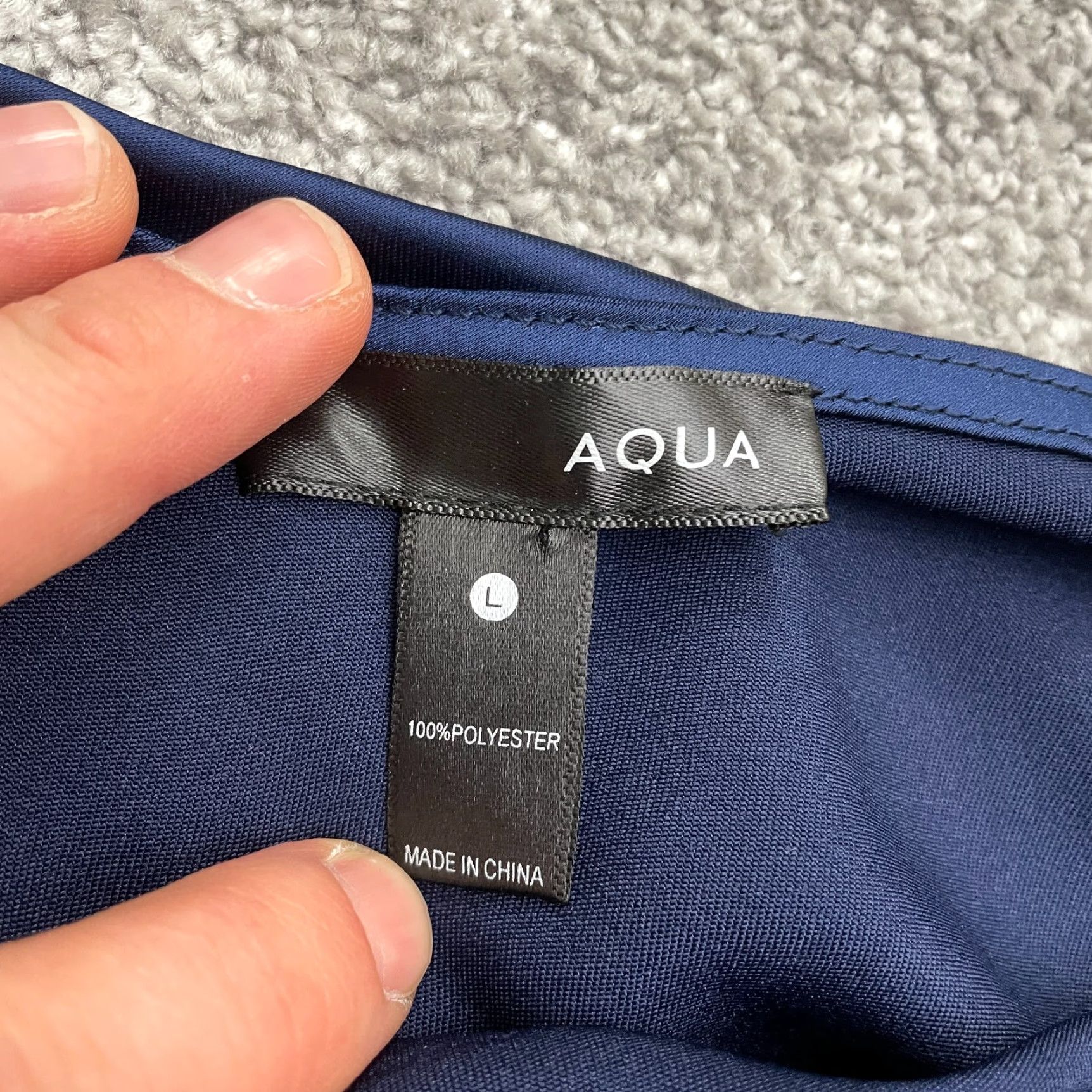AQUA Aqua Satin Camisole Tank Top Womens L Navy Blue Spaghetti Strap Sleeveless Tunic Dressy Casual Size L / US 10 / IT 46 - 4 Thumbnail