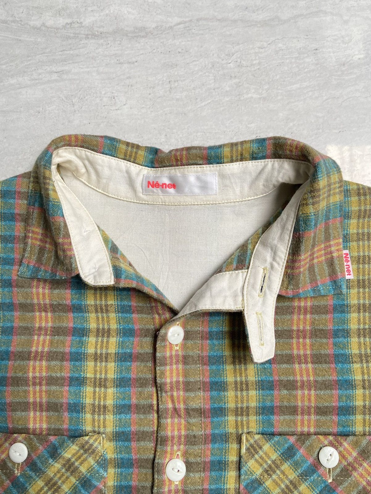 Issey Miyake × Ne-Net NE-NET Flannel Plaid Shirt Size US S / EU 44-46 / 1 - 5 Thumbnail