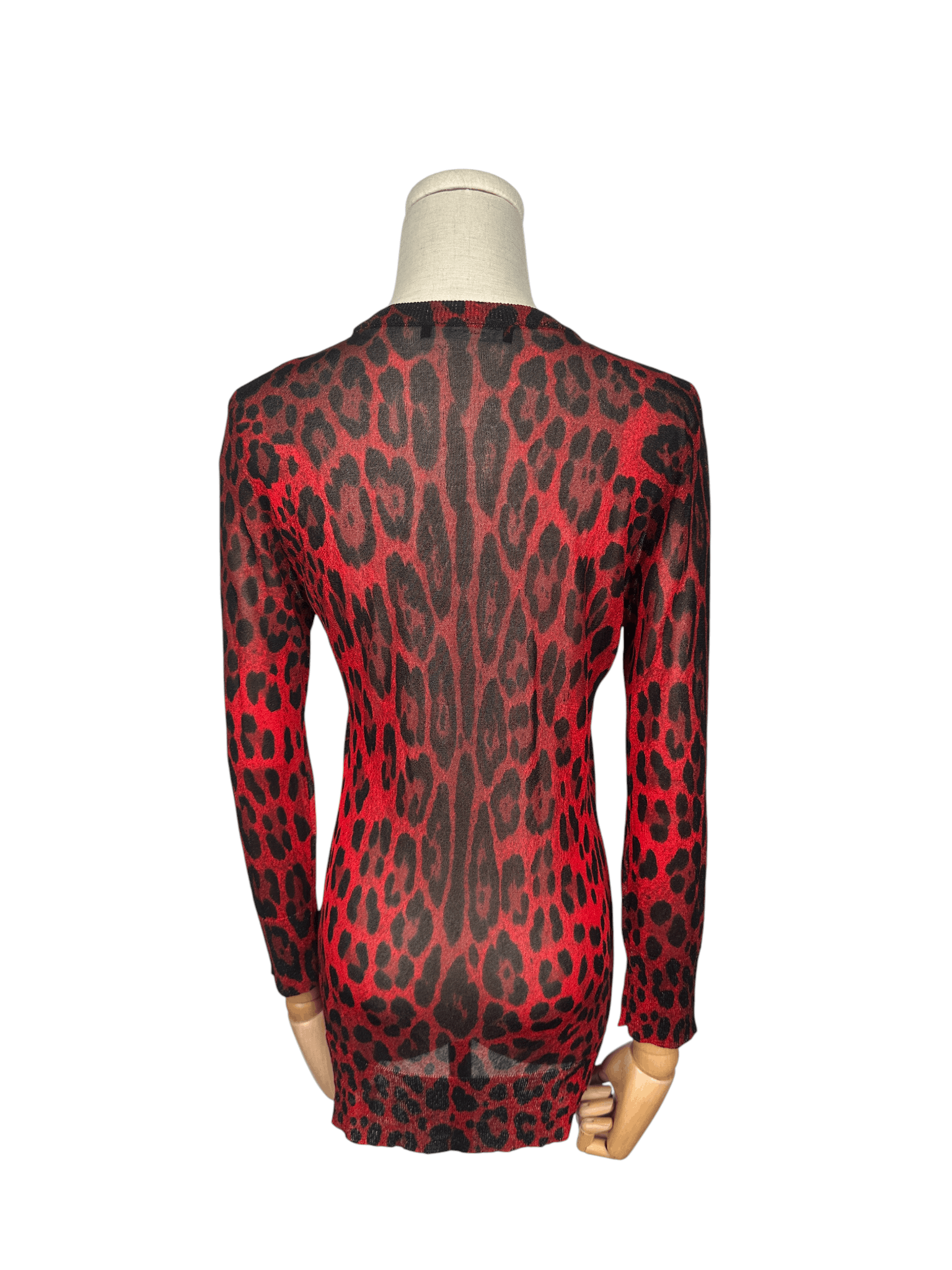 Dolce & Gabbana Dolce & Gabbana Red Leopard Print Cardigan Size M / US 6-8 / IT 42-44 - 2 Thumbnail