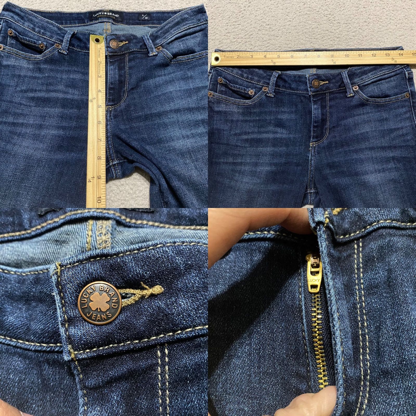 Lucky Brand Lucky Brand Lolita Skinny Jeans - Blue Denim Dark Wash Crop - Womens Size 6 Skinny Regular 28 Inseam 5-Pocket Stitch Button Zip Low Rise Size 28" / US 6 / IT 42 - 8 Thumbnail