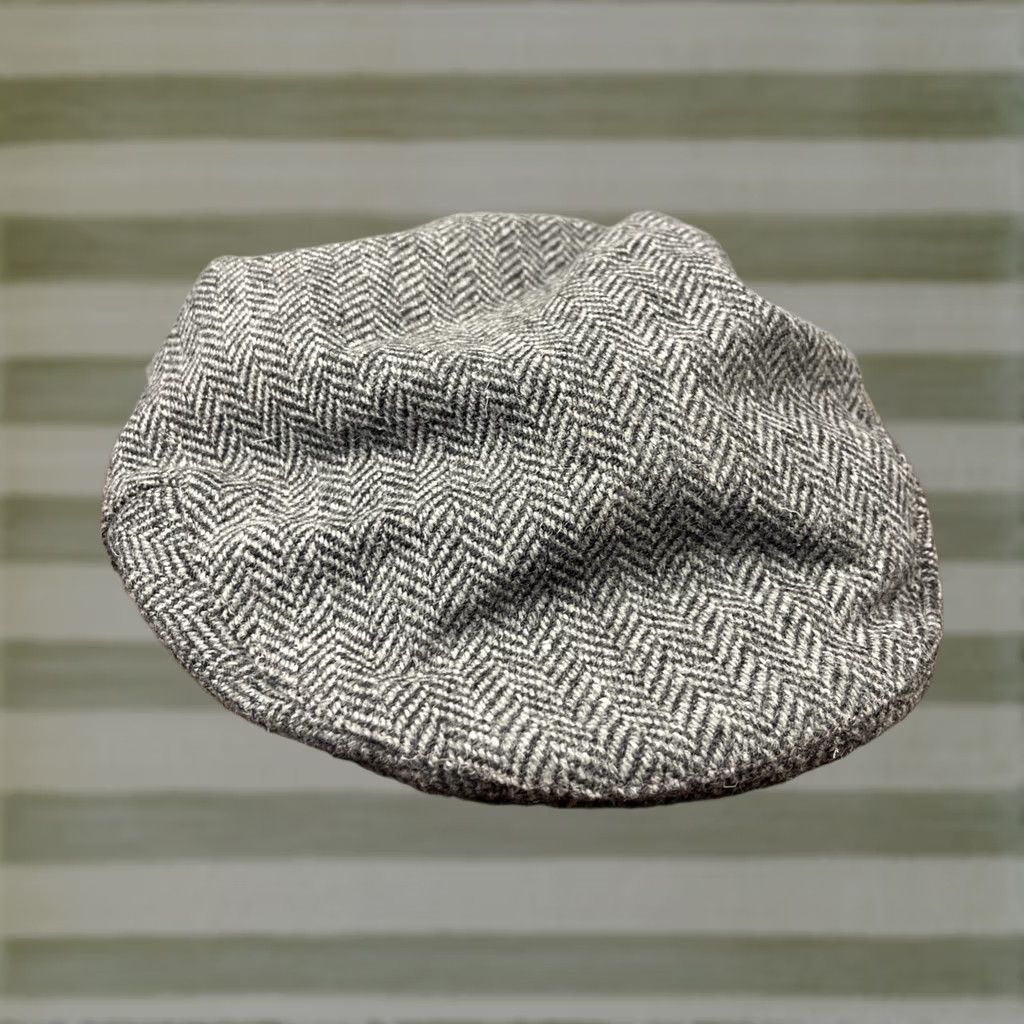 Harris Tweed VINTAGE Harris Tweed Flat Cap Size 7.5 Gray Wool Herringbone UK Men Cap Size ONE SIZE - 1 Thumbnail
