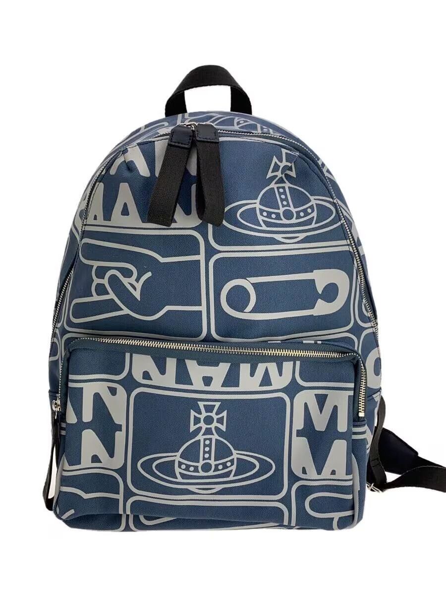 image of Vivienne Westwood Safety Pin Orb Backpack in Blue, Men's