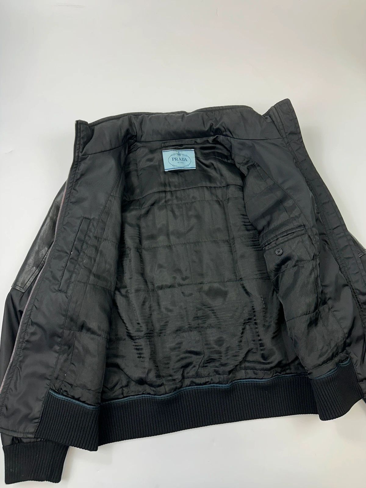 Prada Prada Milano FW09 Black Leather & Nylon Padded Bomber Jacket Size US M / EU 48-50 / 2 - 8 Thumbnail