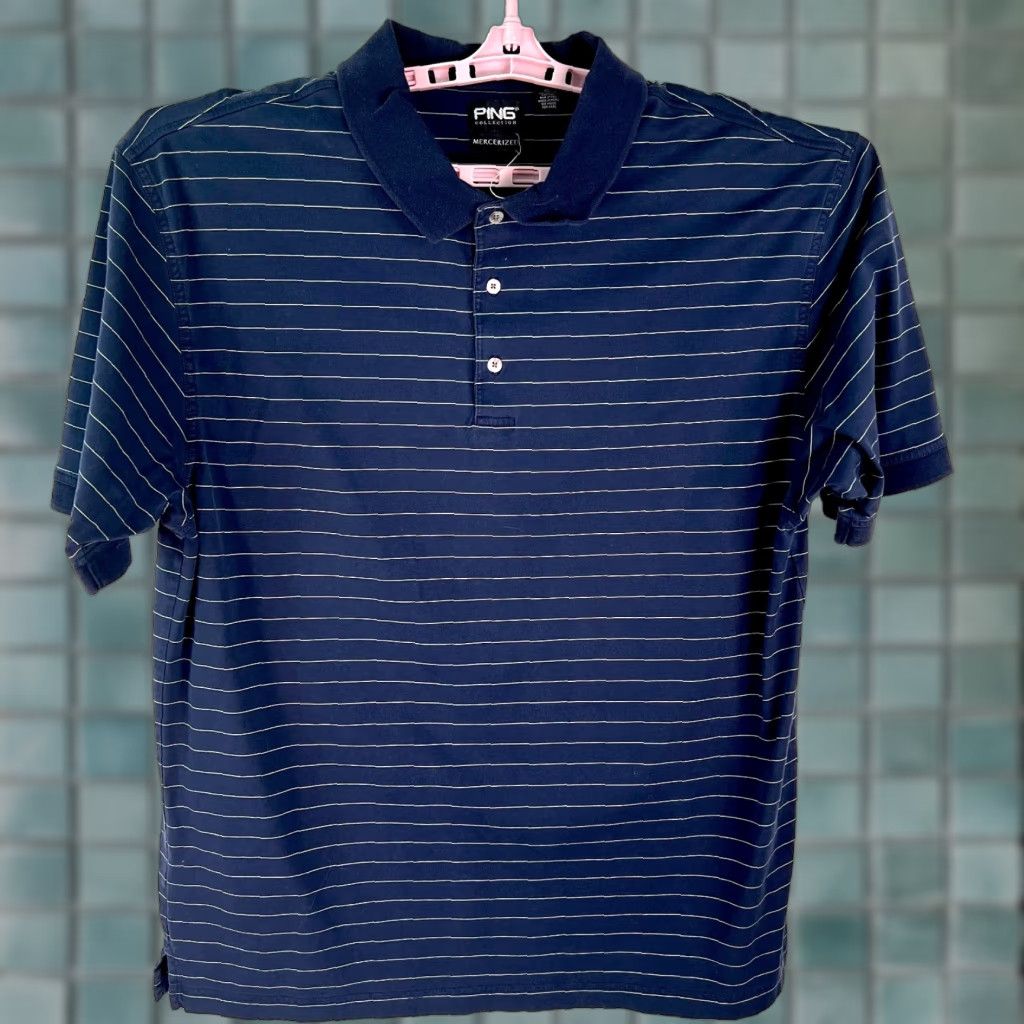 Vintage Ping Polo Shirt XL Mens Mercerized Striped Blue 100% Pima Cotton Pullover Casual Classic Shirt Mens XL Blue Striped Polo Size US XL / EU 56 / 4 - 1 Thumbnail
