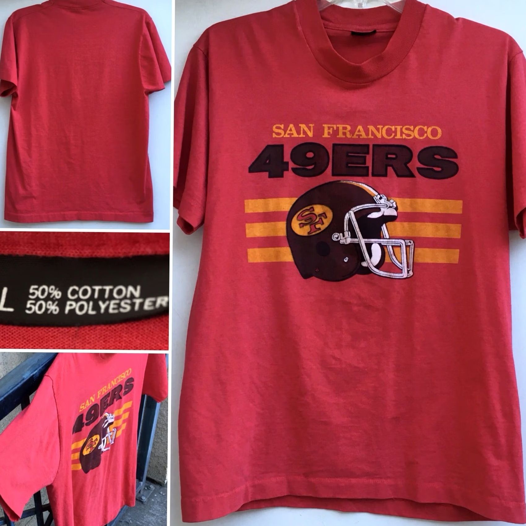 Vintage VINTAGE San Francisco 49ers T-Shirt Red Made in USA 70s 80s RN 13765 size L Mens Graphic Tee Short Sleeve Size US L / EU 52-54 / 3 - 2 Thumbnail