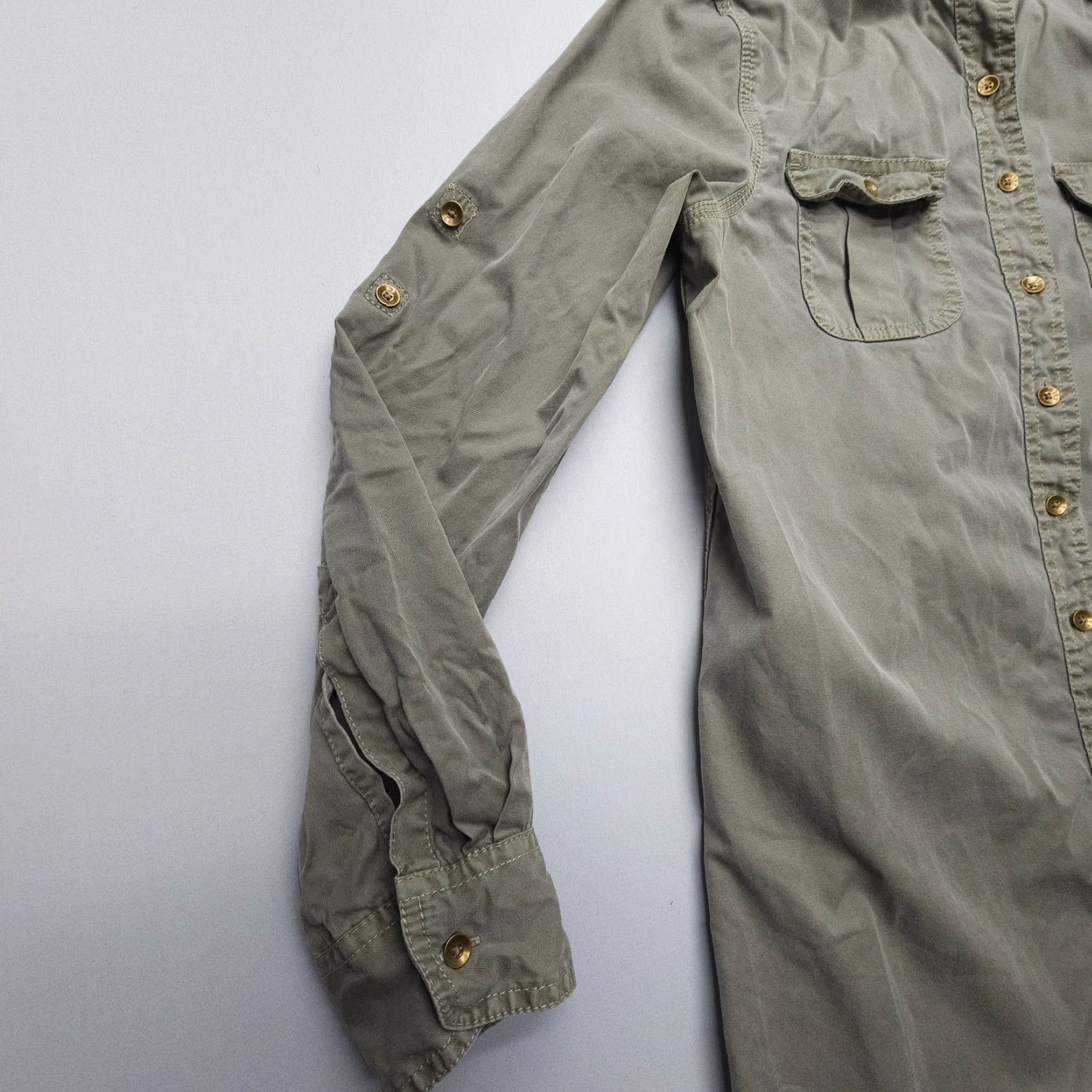 Gap Gap Shirt Dress Safari Military Y2K Green Twill Cotton Long Sleeve Size Medium Size M / US 6-8 / IT 42-44 - 4 Thumbnail