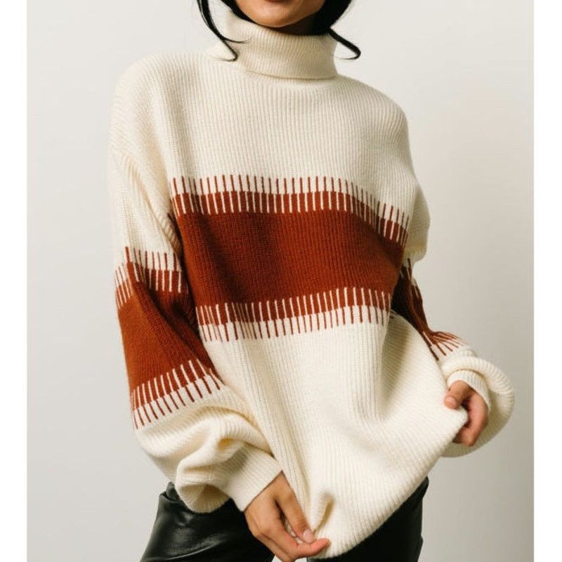 Other EUC Colorblock Cozy Turtle Neck Knit Sweater Sz. 1XL Size XL / US 12-14 / IT 48-50 - 4 Thumbnail
