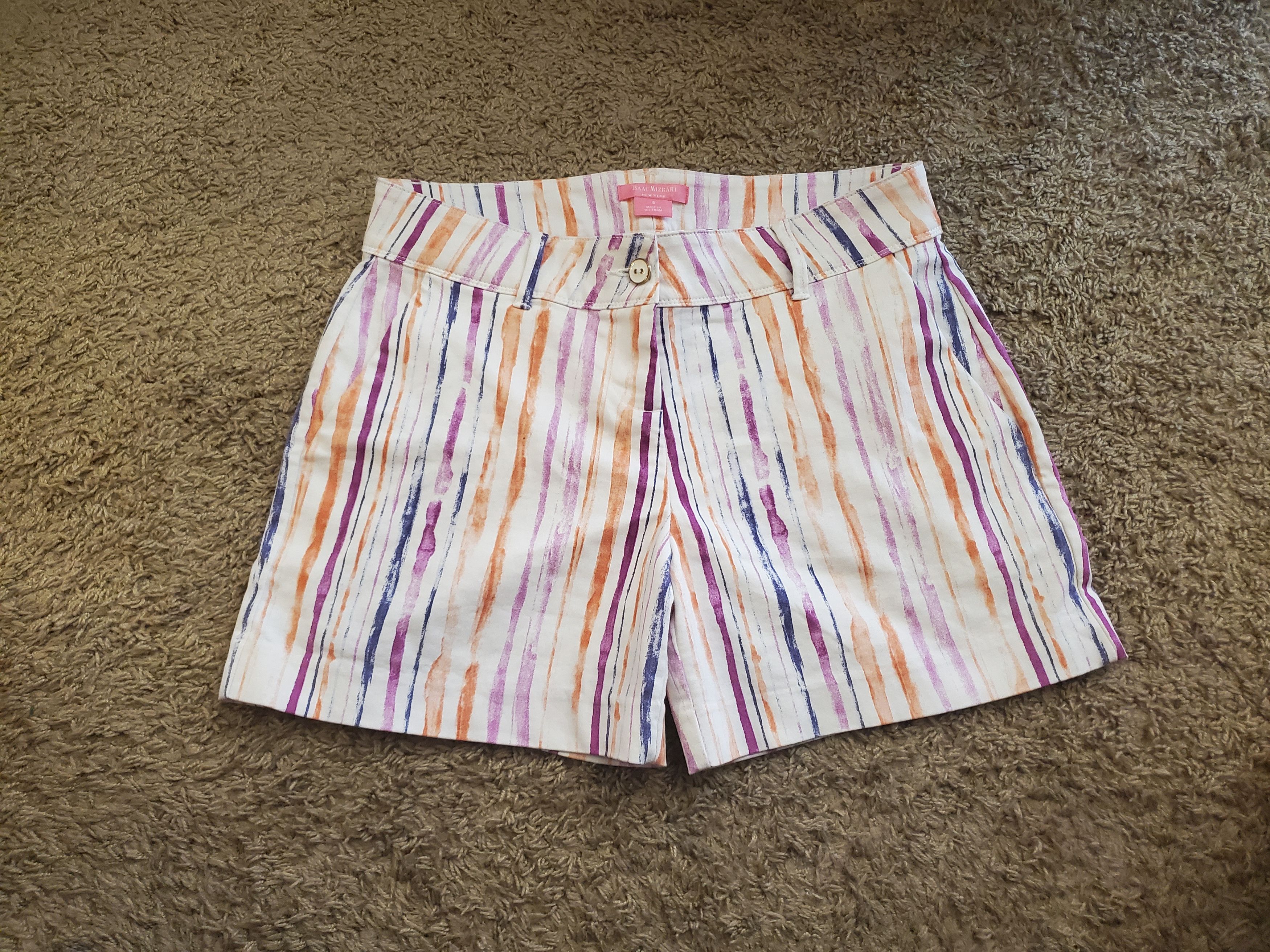 Isaac Mizrahi *NWOT* Multi-Colored Striped Shorts w/ Pockets Size 30" / US 8 / IT 44 - 1 Thumbnail