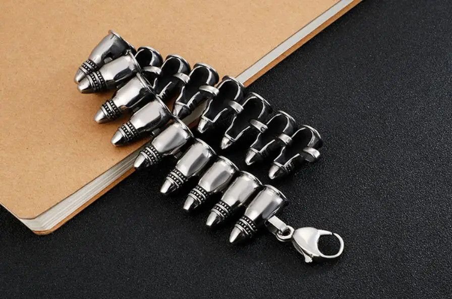 Jewelry Punk Gothic Rock Bullet Bracelet Size ONE SIZE - 6 Thumbnail