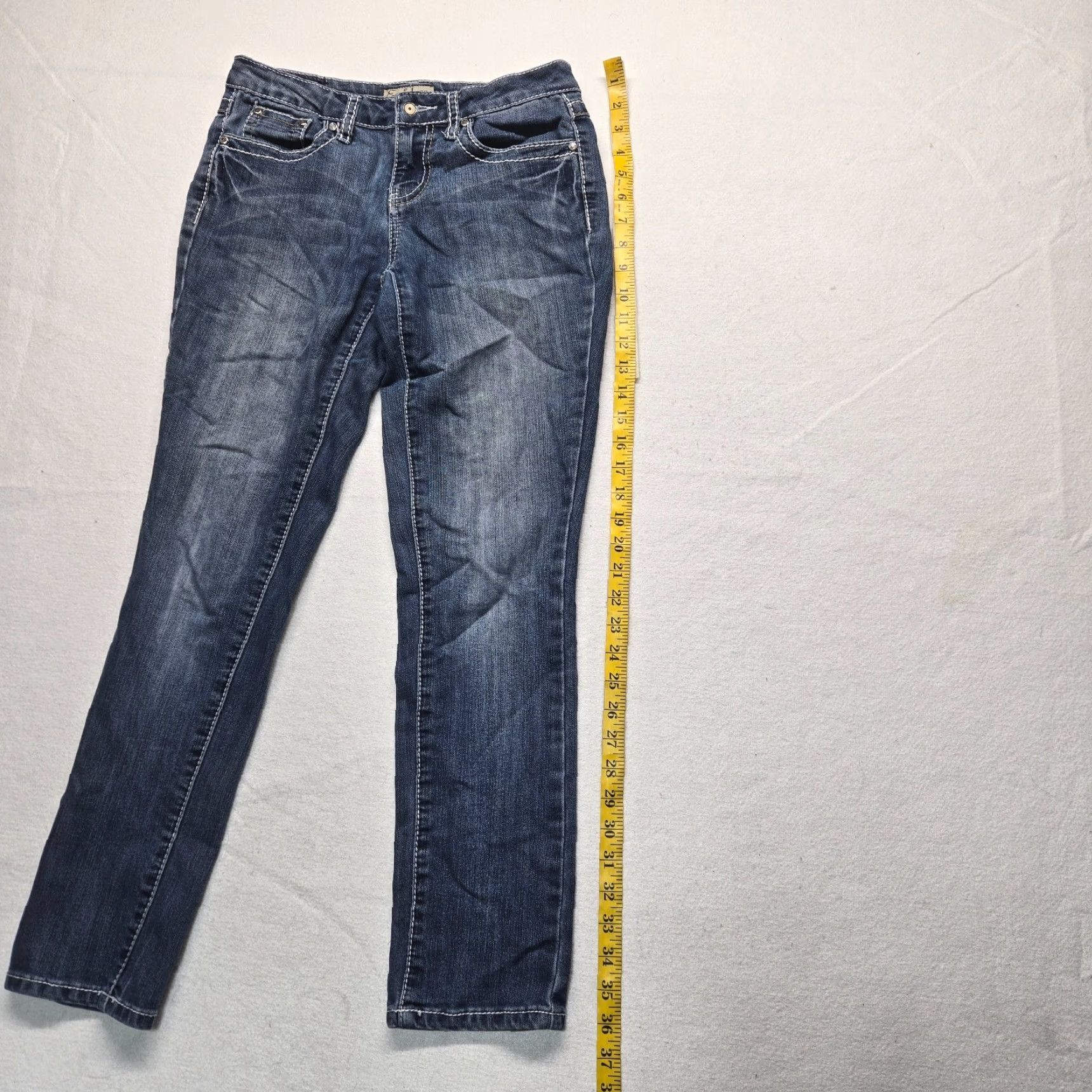 Vintage Earl Jean Jeans Denim Straight Leg Low Rise Petite 2P Womens Blue Denim Jeans 5-Pocket Design Vintage No Size 26" / US 2 / IT 38 - 7 Thumbnail