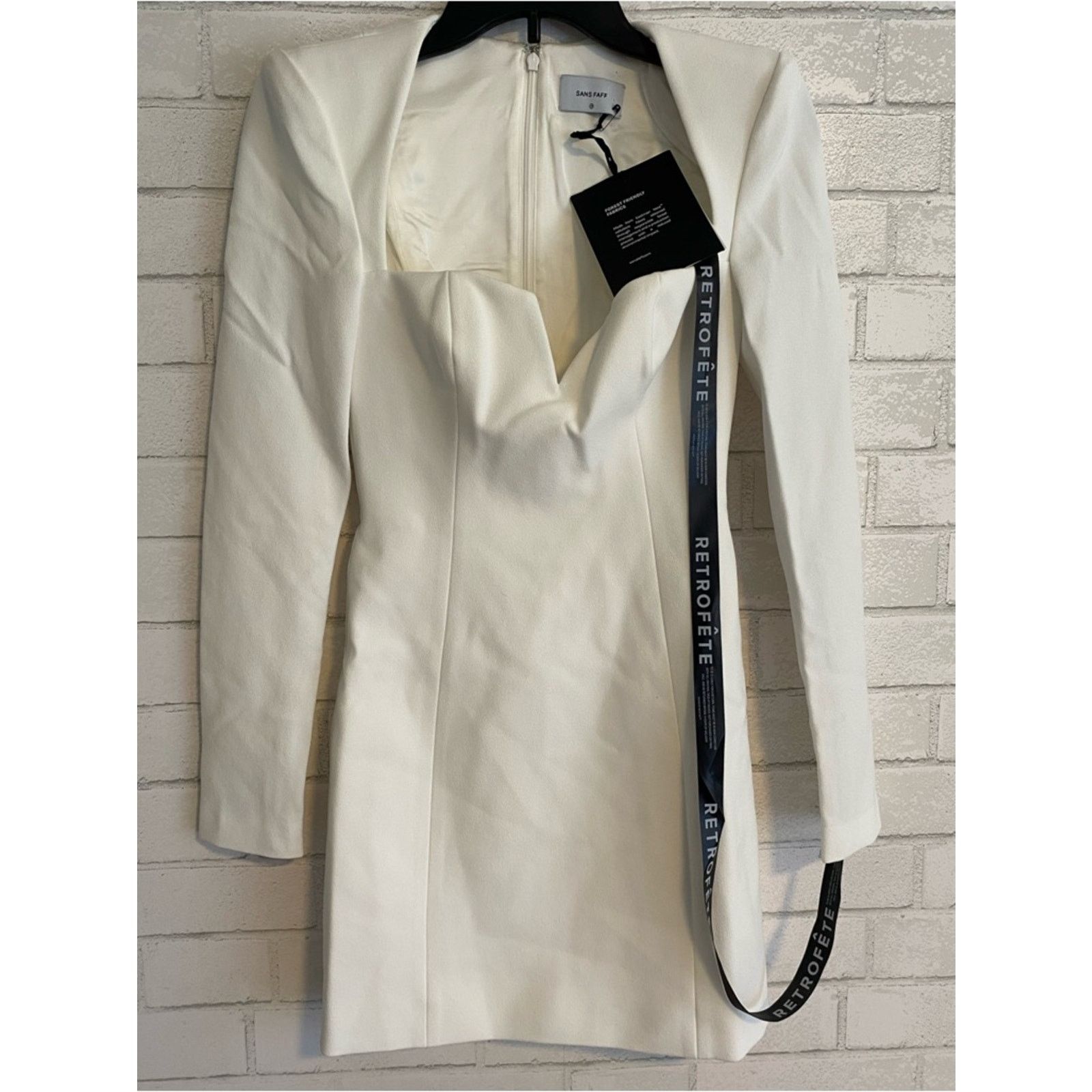 Retrofete New Retrofete Sans Faff $565 Simone Mini V Dress Wht XS NWT Size XS / US 0-2 / IT 36-38 - 9 Thumbnail