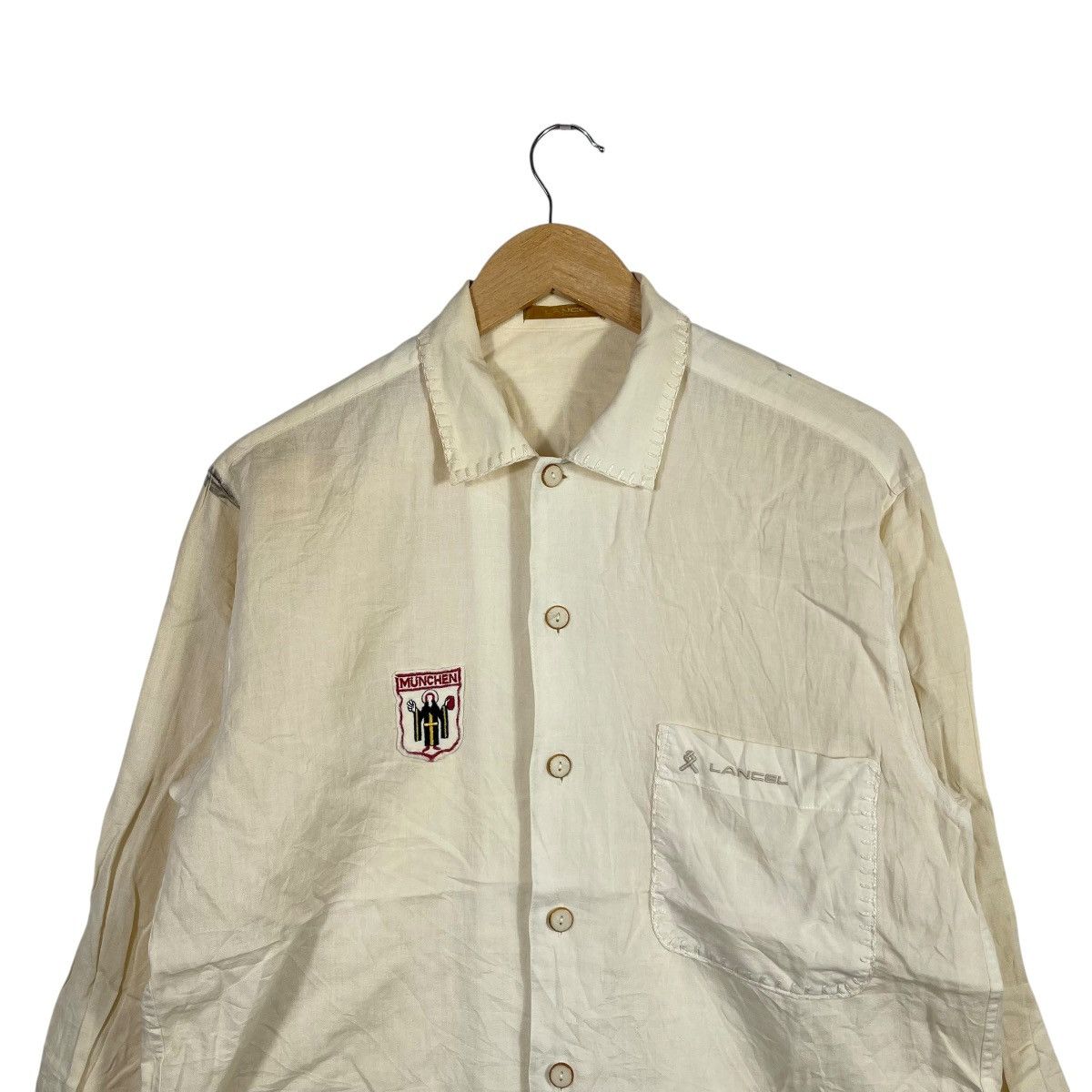 Lancel LANCEL Paris München Crest Embroidery Long Sleeve Shirt Size US M / EU 48-50 / 2 - 2 Thumbnail