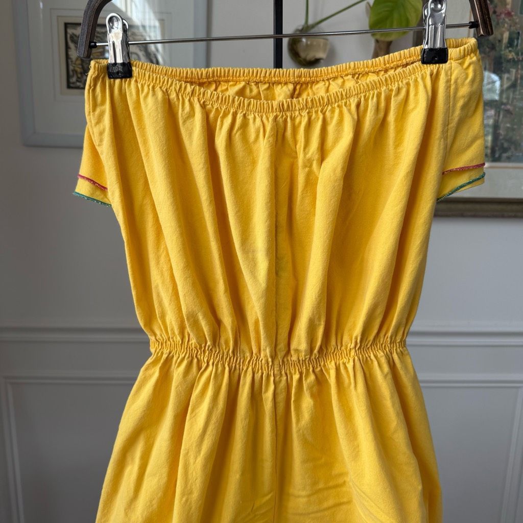 Vintage Vintage 80s Maurice Michaels Yellow Romper Ruffle M L Size 32" / US 10 / IT 46 - 7 Thumbnail