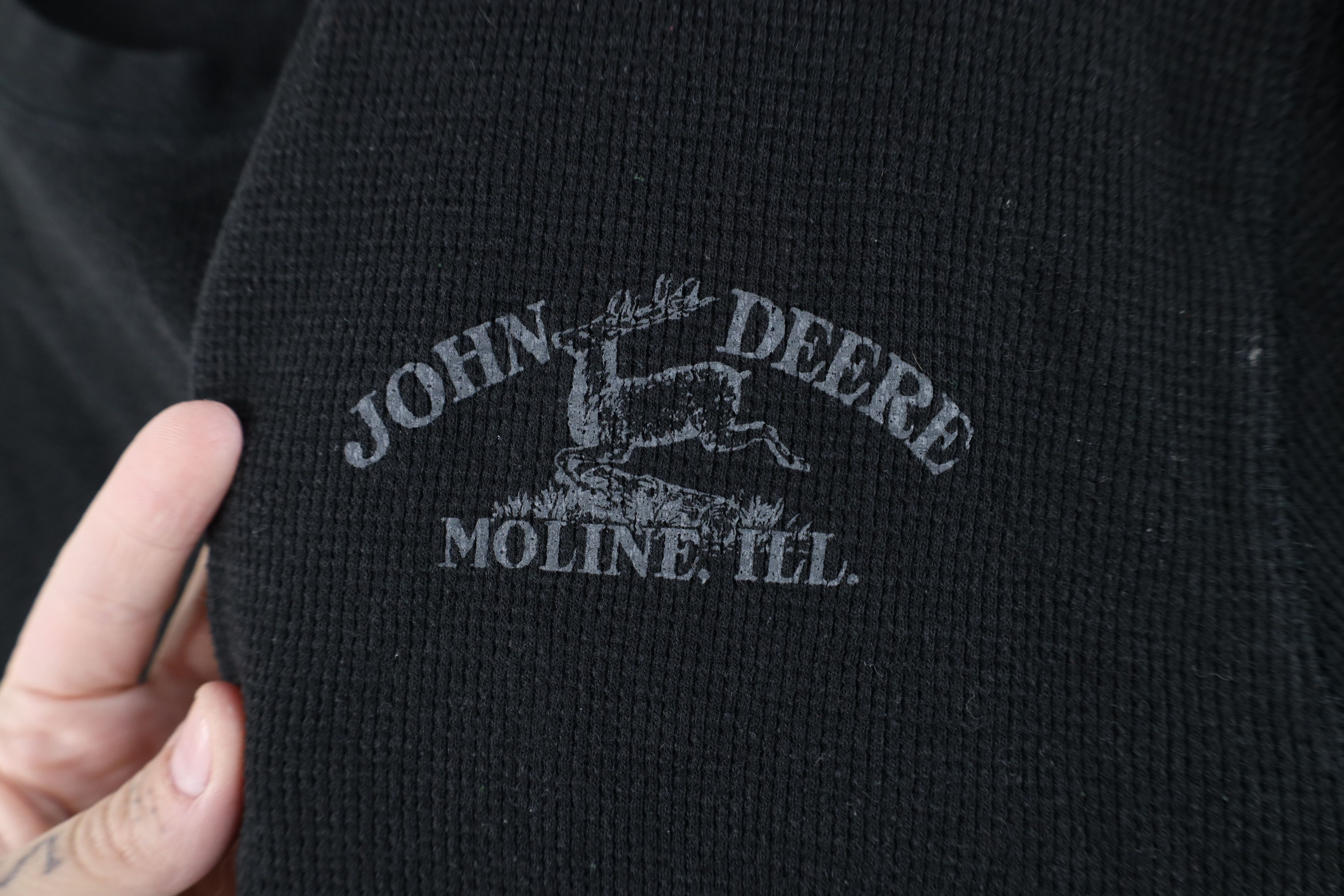 John Deere Vintage Y2K John Deere Tractors Thermal Waffle Knit T-Shirt Size US L / EU 52-54 / 3 - 4 Thumbnail