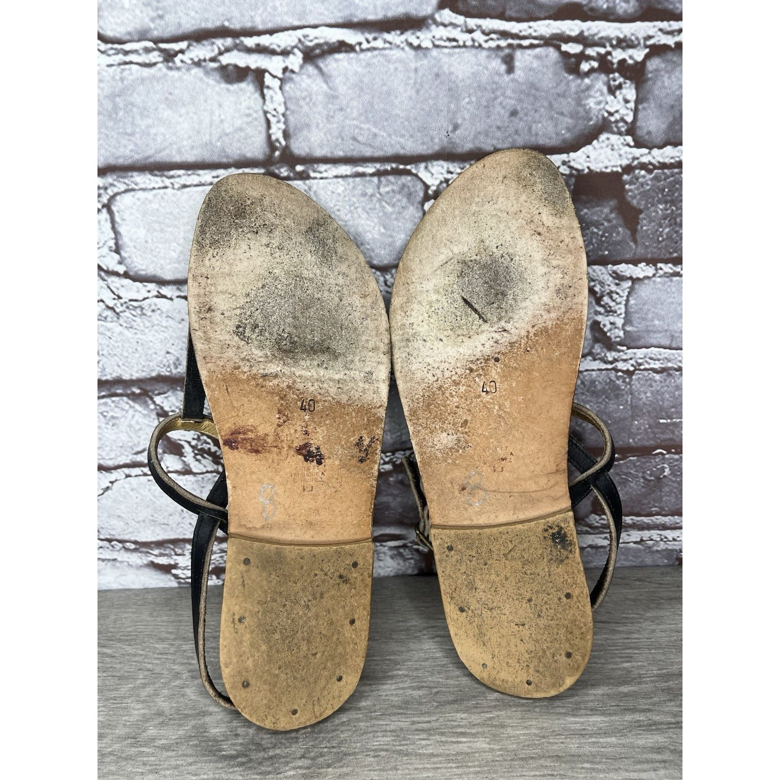 Jacques Lemans K Jacques Picon Black Leather Flat Thong Strap Sandals Women Size US 9.5 / IT 39.5 - 21 Thumbnail