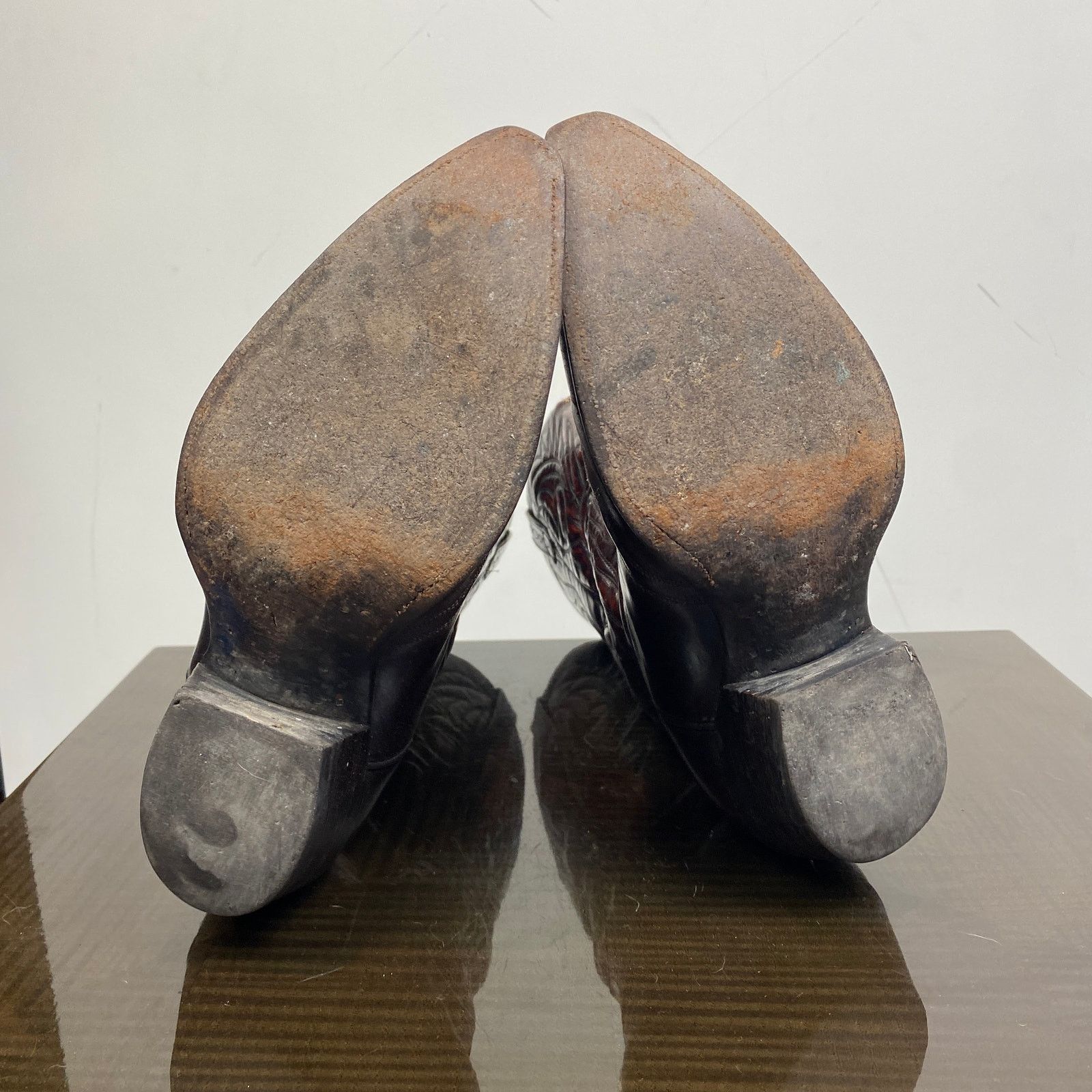 Cowboy Equipment × Vintage VTG J. Chisholm Burgundy Leather Western Cowboy Boots 8 EE Size US 8 / EU 41 - 8 Thumbnail