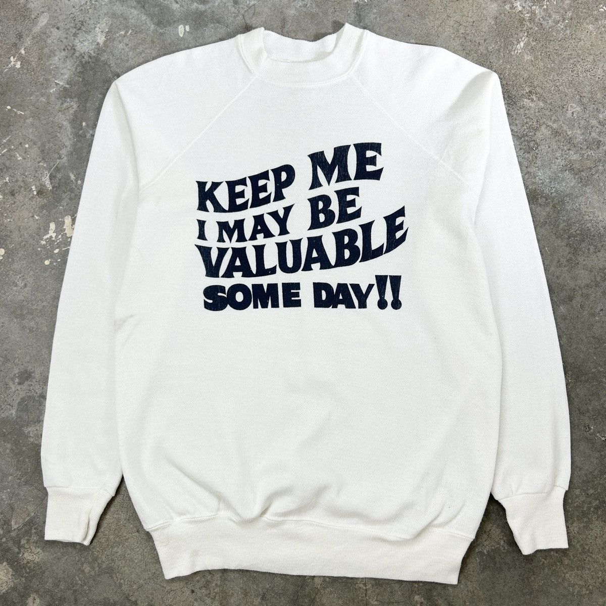 Vintage 1980s Wording Sweatshirt Size US L / EU 52-54 / 3 - 1 Thumbnail