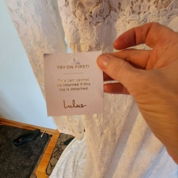 Lulus Lulu's White Laced Lined Maxi Sz. L Dress Event Wedding Size L / US 10 / IT 46 - 6 Thumbnail