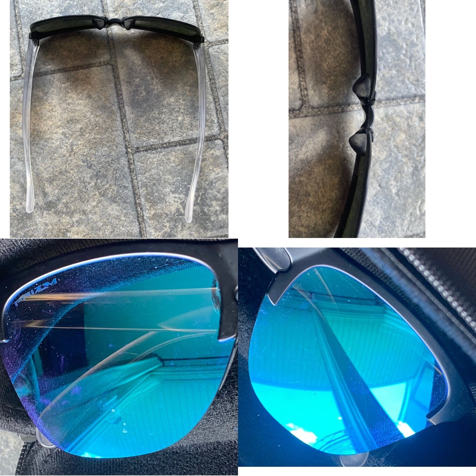 Oakley Oakley Frogskins Sunglasses Unisex Adults Clear/Black Frame Prizm Sapphire Blue Reflective Lenses Size ONE SIZE - 10 Thumbnail