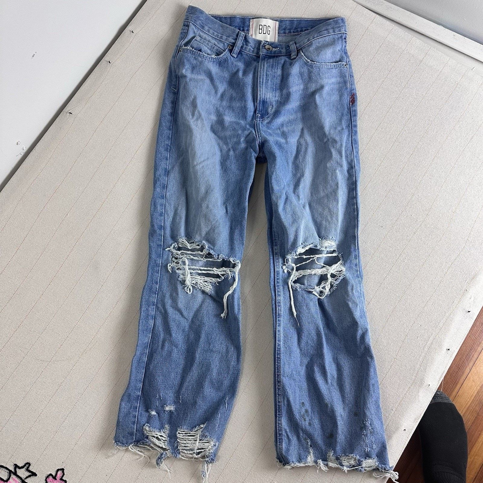 Bdg BDG Urban Outfitters Jeans Baggy Fit Destroyed Ripped Light Size 29" - 2 Thumbnail