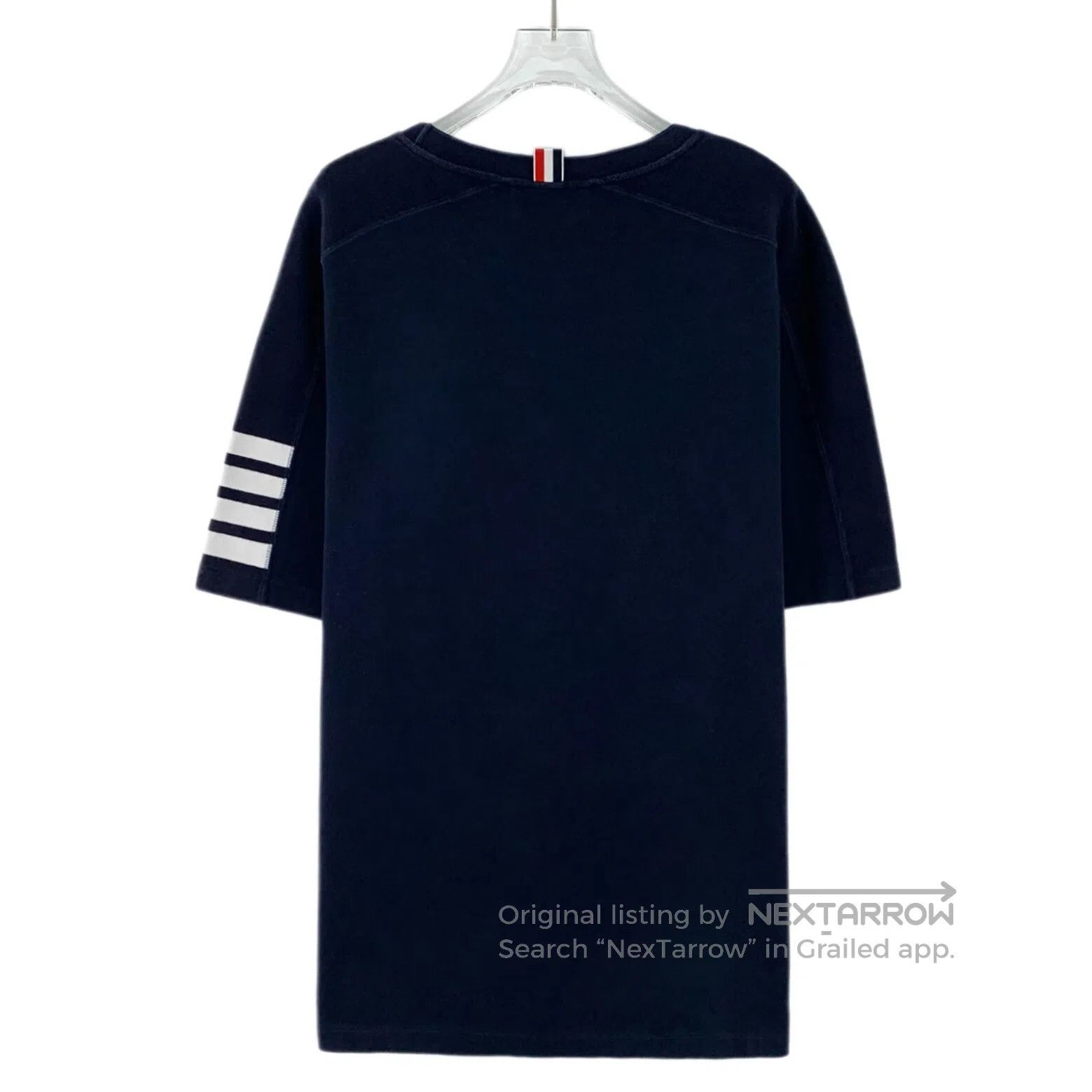Thom Browne Thom Browne Navy Classic Four-Stripe Cotton Crewneck Short Size US L / EU 52-54 / 3 - 2 Thumbnail