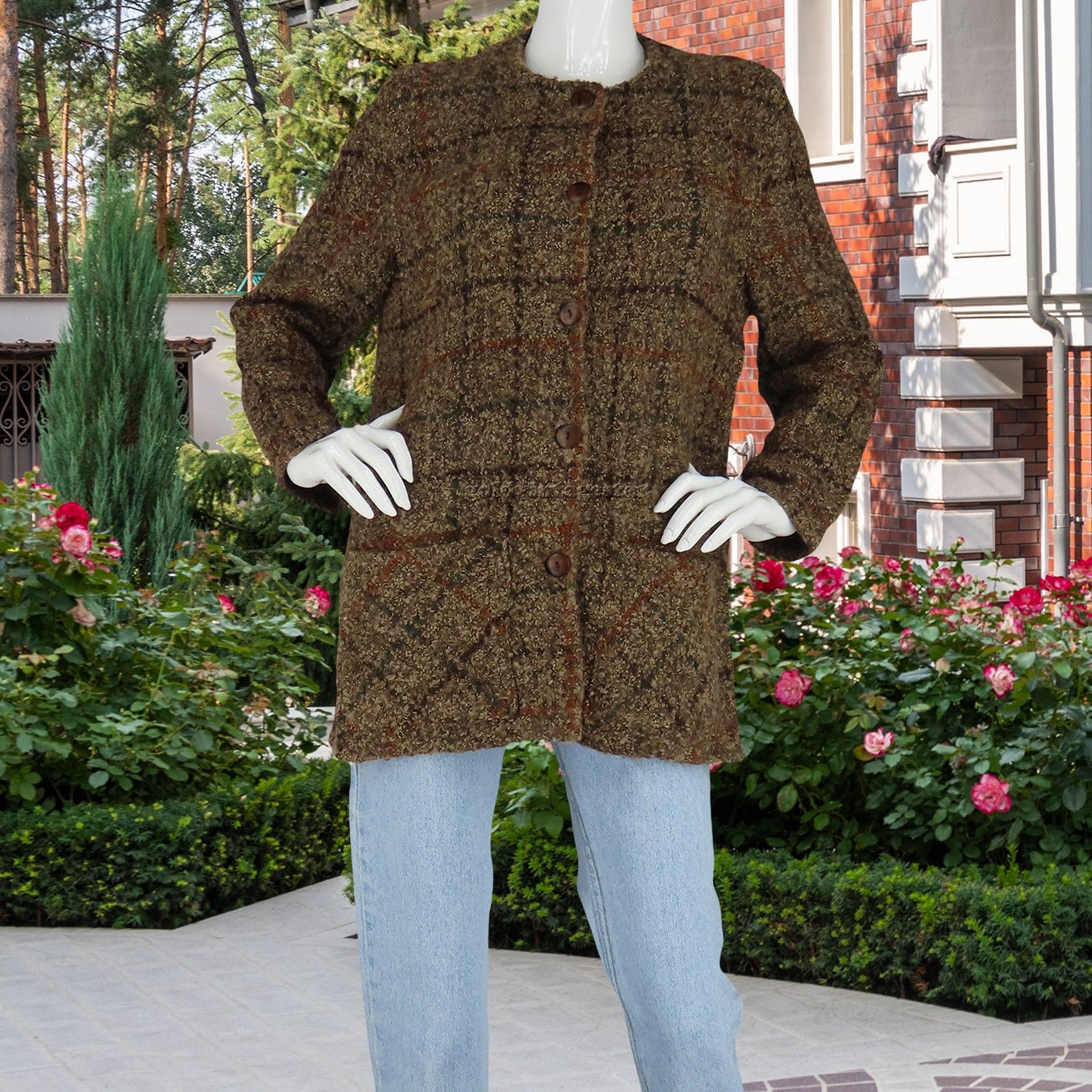 Vintage Checkered Wool Sweater Jacket Size S / US 4 / IT 40 - 6 Thumbnail