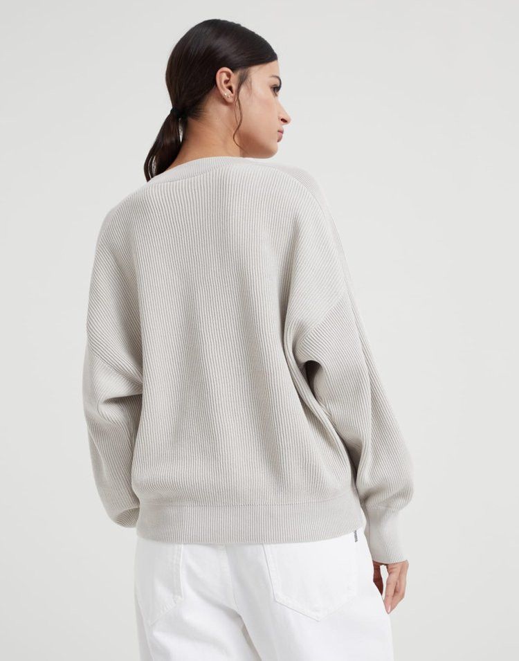 Brunello Cucinelli o1la1rc1a0425 Sweater in Ivory Size L / US 10 / IT 46 - 2 Thumbnail