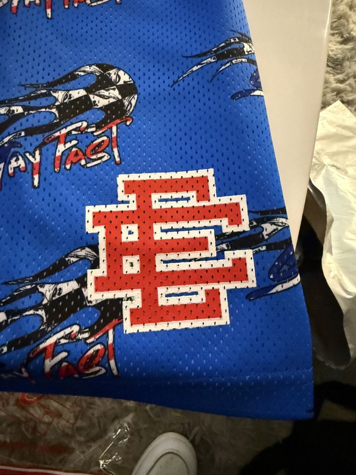 Eric Emanuel x Matty Boy EE Stay Fast Flame Shorts Blue Red Size US 40 / EU 56 - 3 Thumbnail