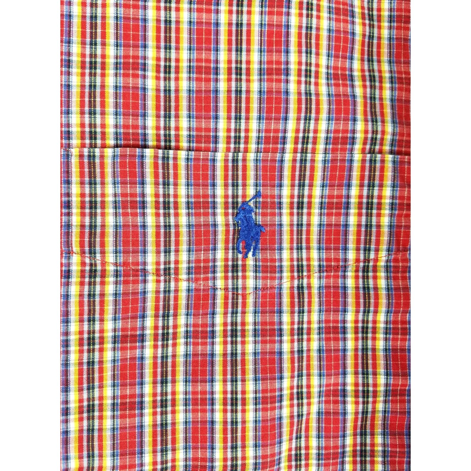 Polo Ralph Lauren Ralph Lauren Polo Blake Dress Shirt Mens L Button-Up Plaid Red Blue Orange Long Sleeve Size 42R - 2 Thumbnail
