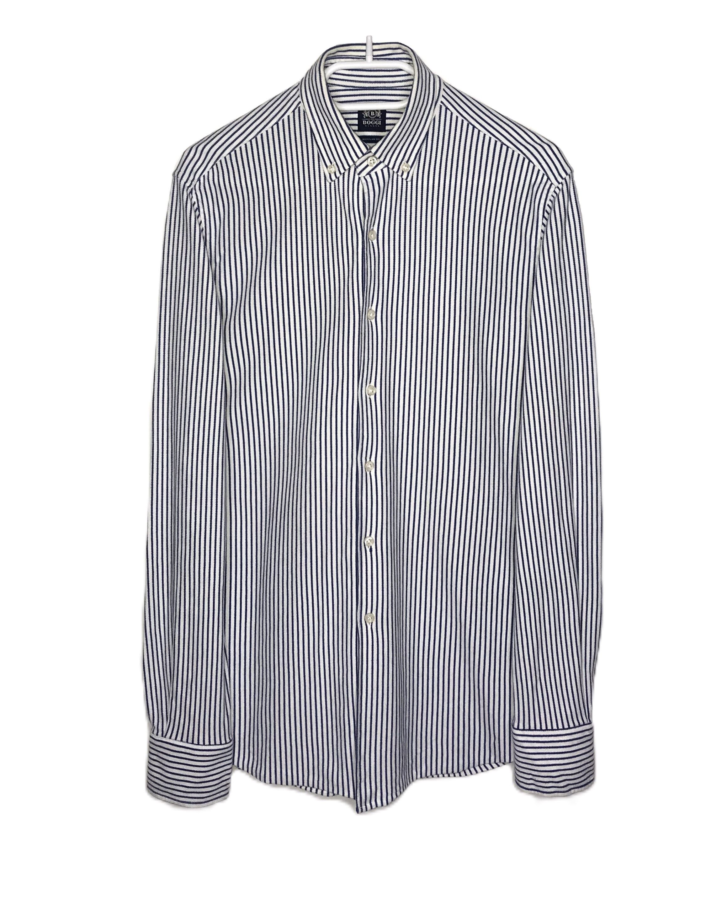 Boggi Boggi Milano Mens Stripe Long Sleeve Shirt Regular Fit Size US S / EU 44-46 / 1 - 1 Thumbnail