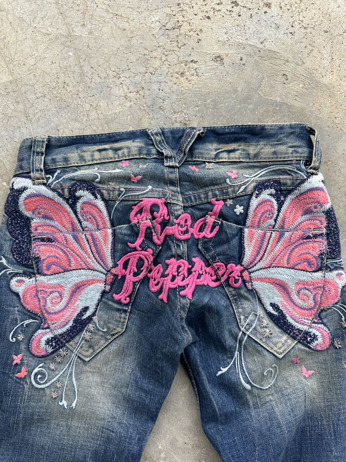 Japanese Brand Red Pepper Butterfly Flare Jeans Size 29" - 5 Thumbnail