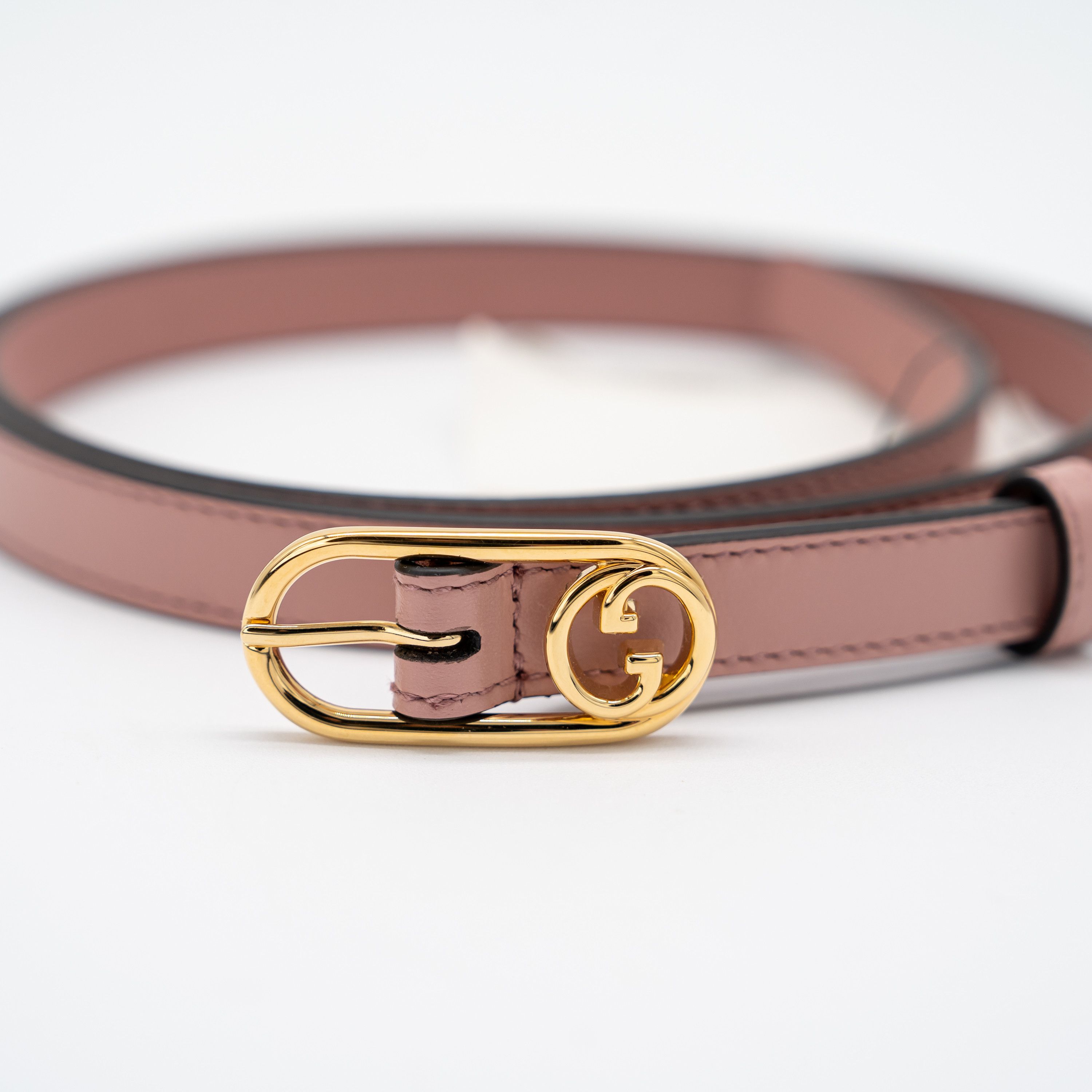 Gucci Gucci Interlocking G Slim Thin Leather Belt Rose Pink Gold Size ONE SIZE - 2 Thumbnail