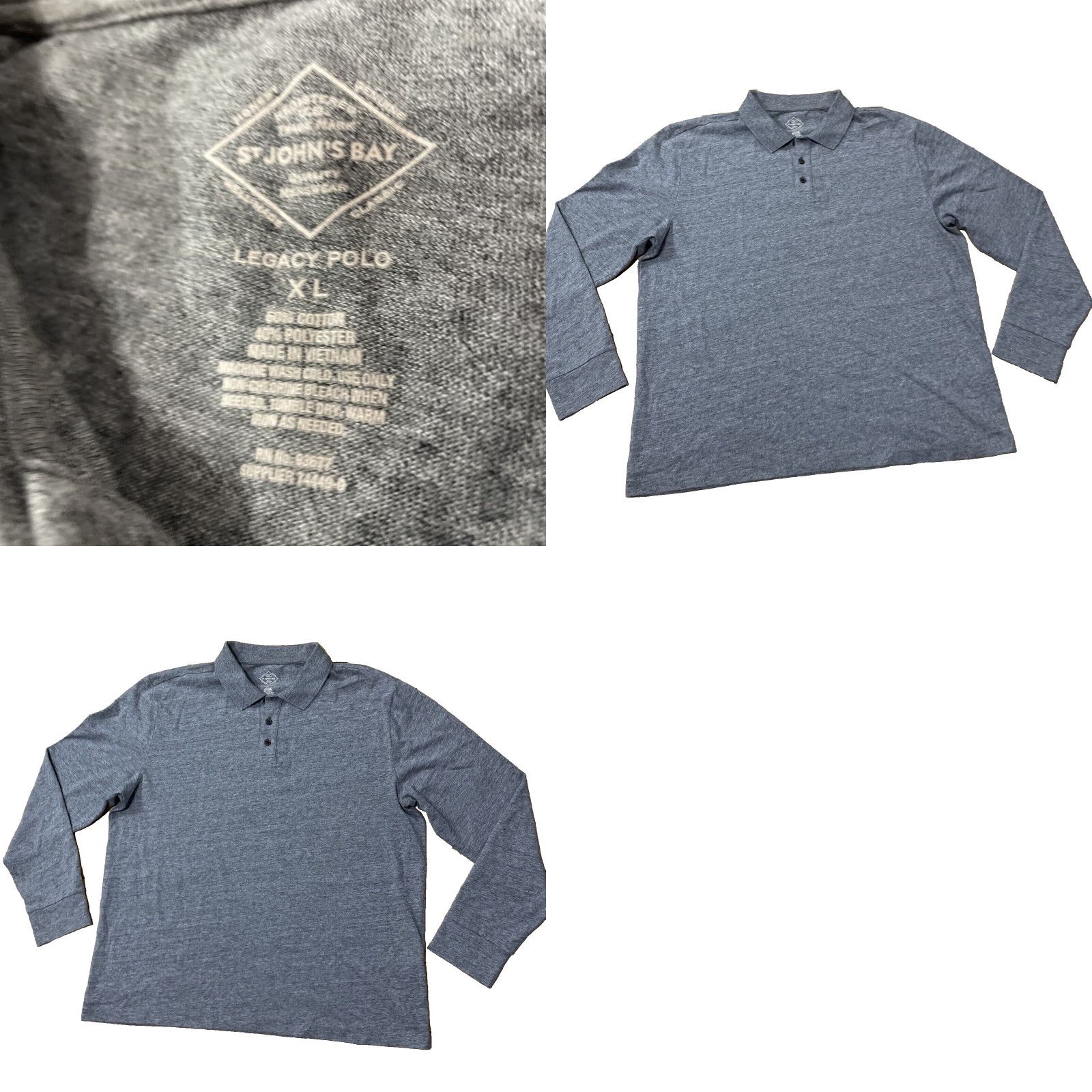 Vintage St. John's Bay Polo Mens XL Gray Jersey Stretch Polo XL Size US XL / EU 56 / 4 - 10 Thumbnail